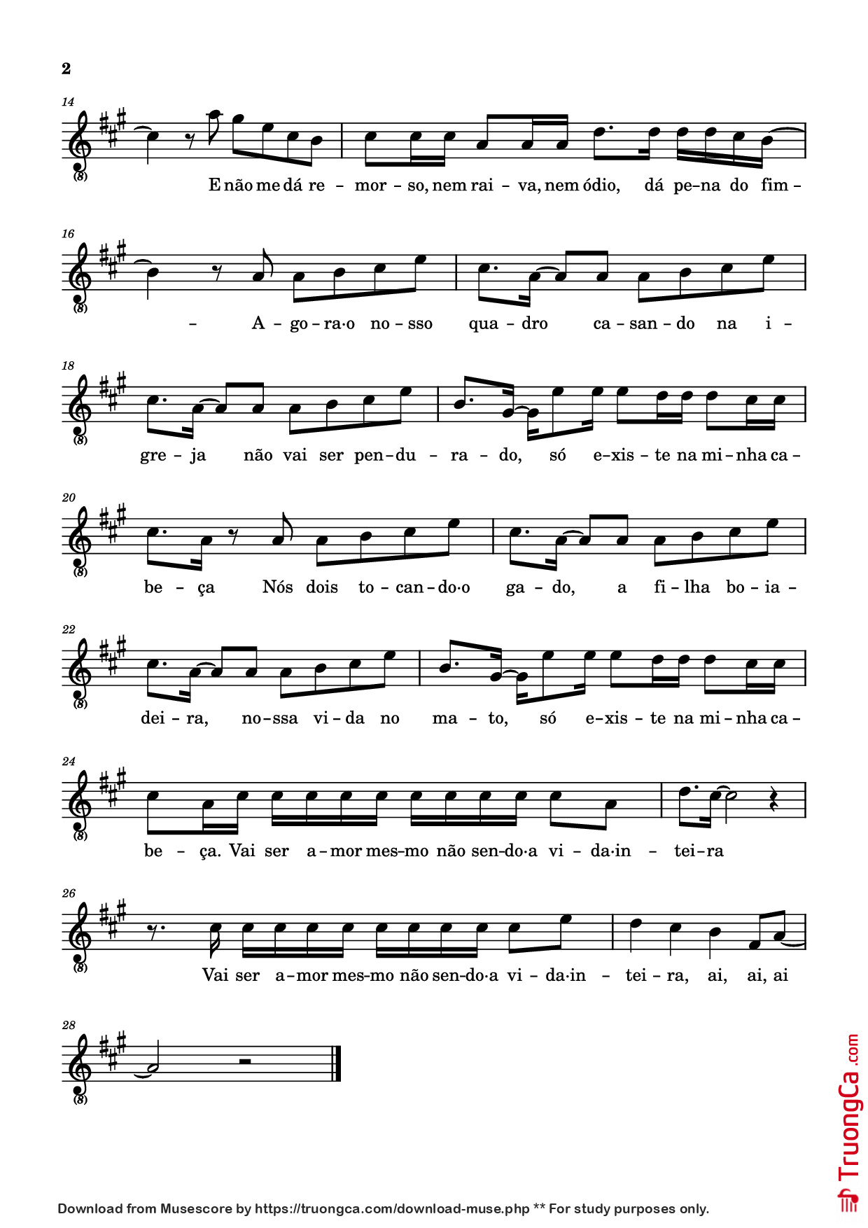 Trang 2 của Sheet nhạc PDF Piano bài hát Nosso Quadro Piano - Ana Castela