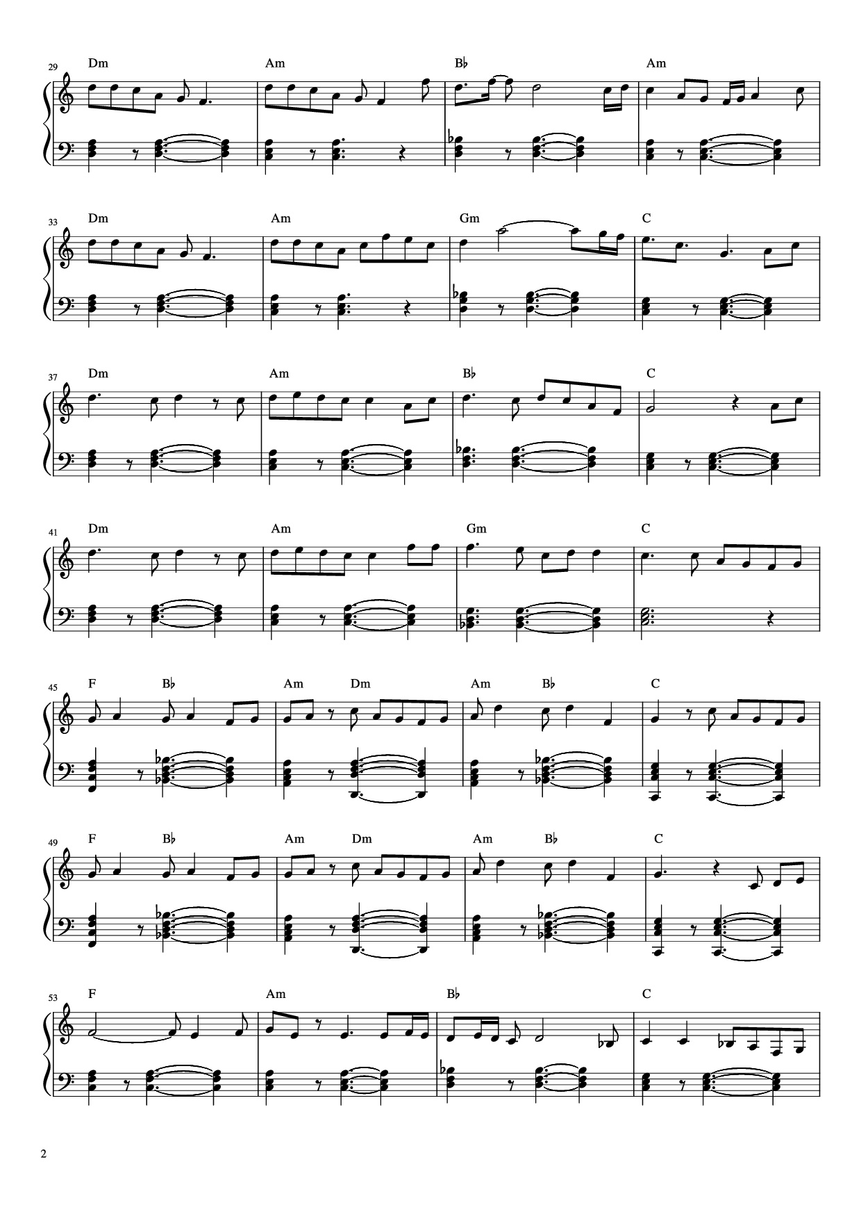 Trang 2 của Sheet nhạc PDF Piano bài hát Jeena Jeena Piano - Arranged by R .Premanandh