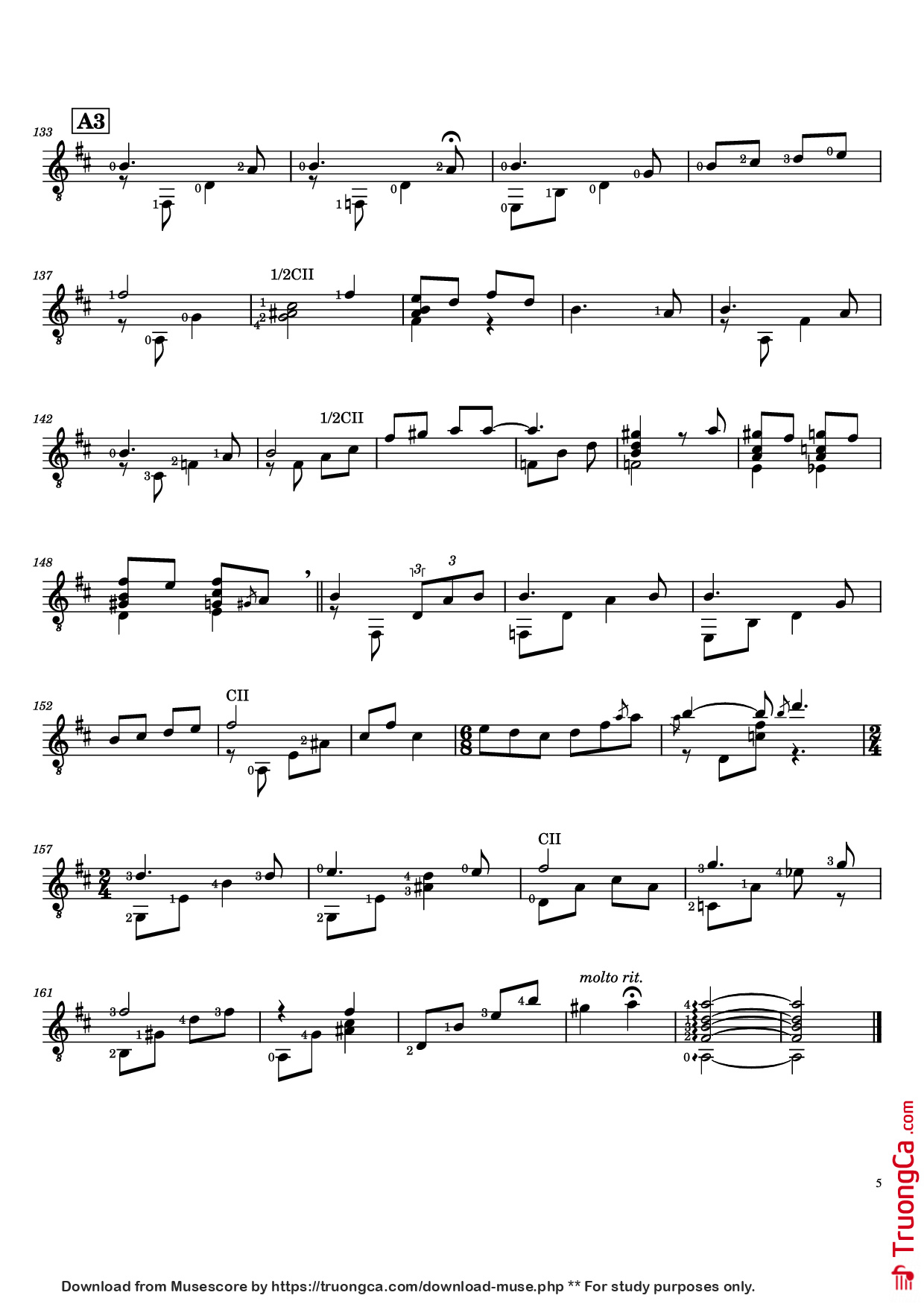 Trang 5 của Sheet nhạc PDF Guitar Tab bài hát Brasiliana Guitar TAB - Baden Powell