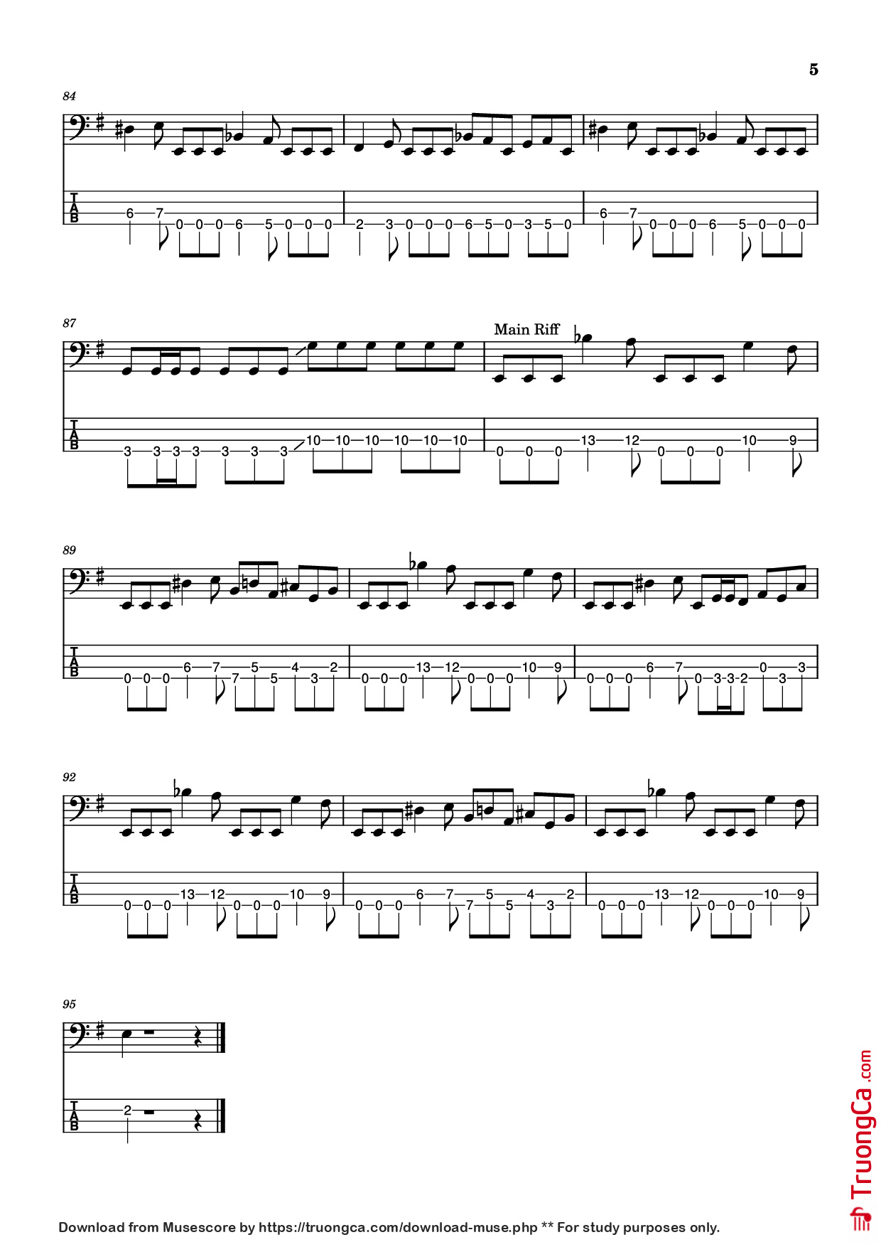 Trang 5 của Sheet nhạc PDF Guitar Tab bài hát Souls of Black Guitar TAB - Peterson, Skolnick, Clemente
