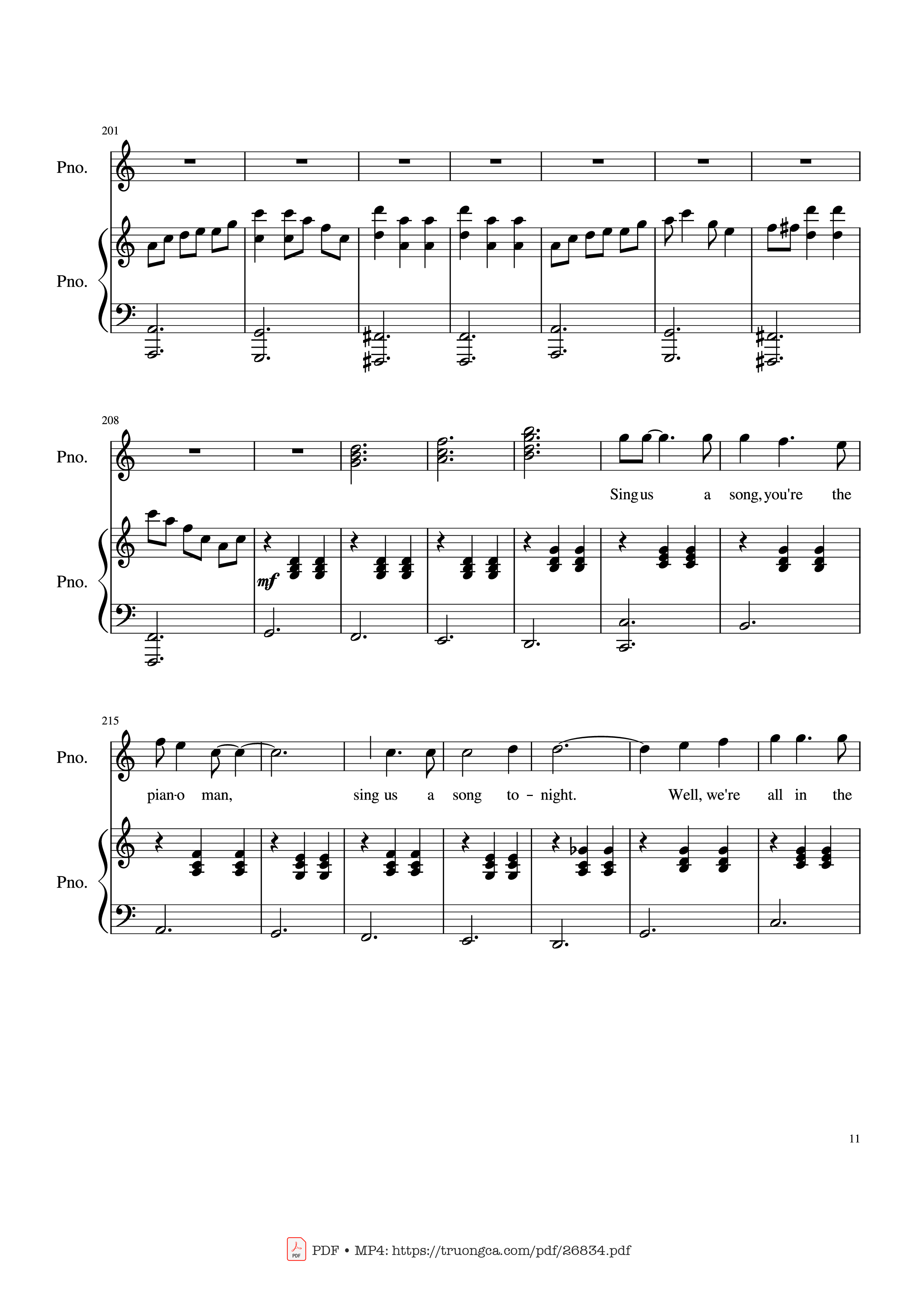 Trang 11 của Sheet nhạc PDF Piano bài hát Piano Man (Vocal-Piano) - Words and Music by Billy Joel