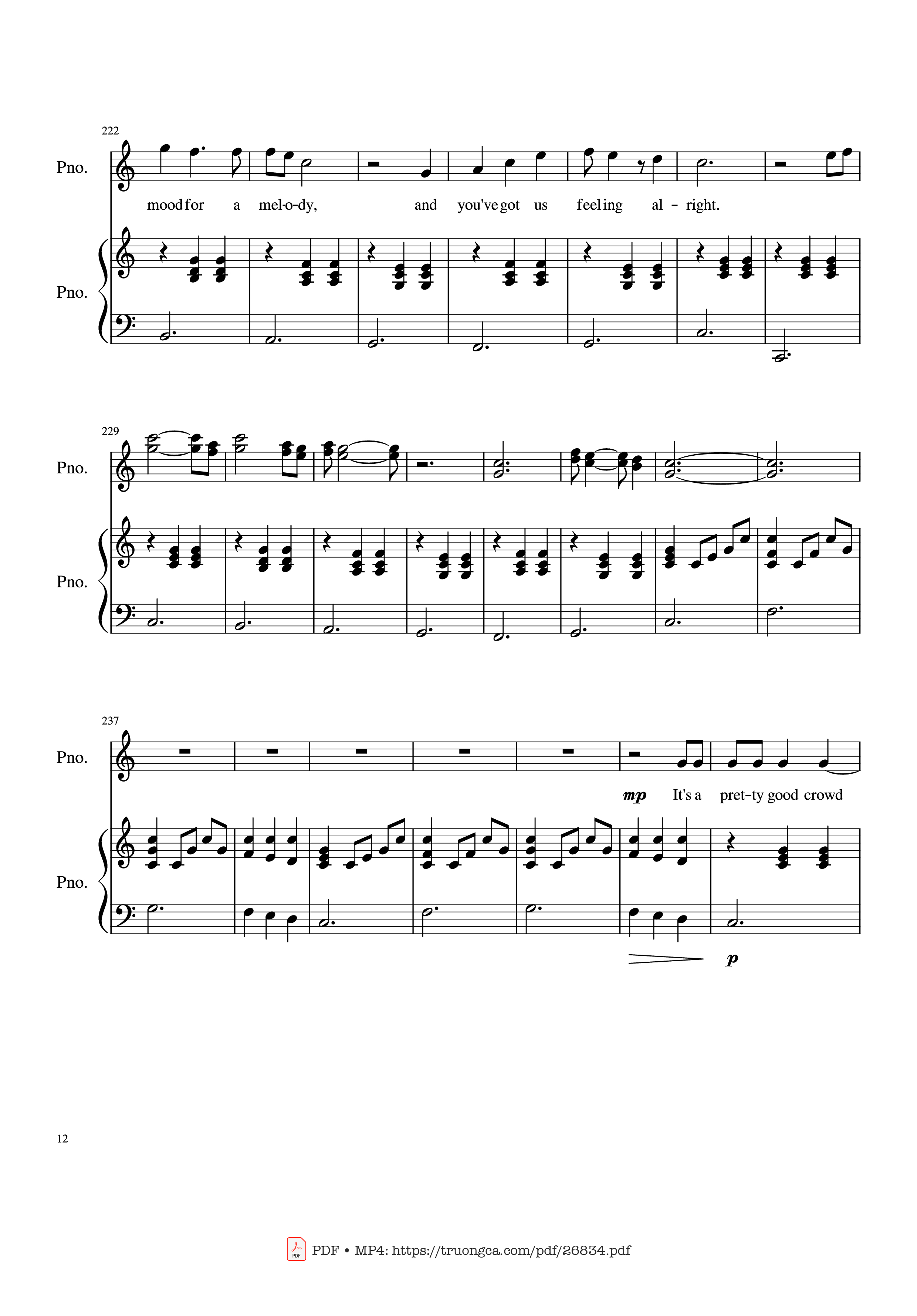 Trang 12 của Sheet nhạc PDF Piano bài hát Piano Man (Vocal-Piano) - Words and Music by Billy Joel