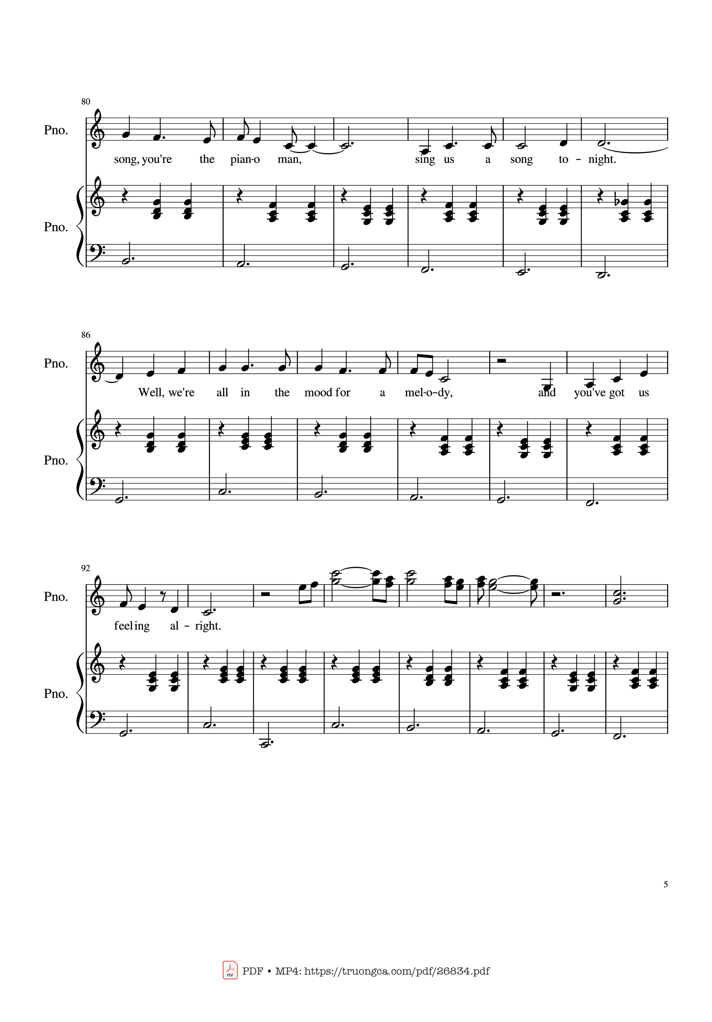 Trang 5 của Sheet nhạc PDF Piano bài hát Piano Man (Vocal-Piano) - Words and Music by Billy Joel