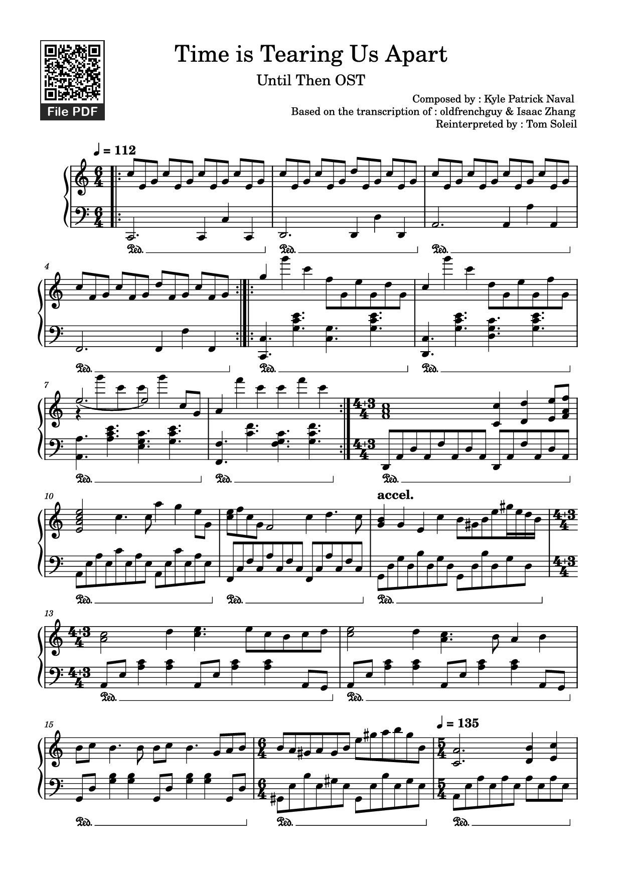 Sheet nhạc PDF bài Time is Tearing Us Apart Piano