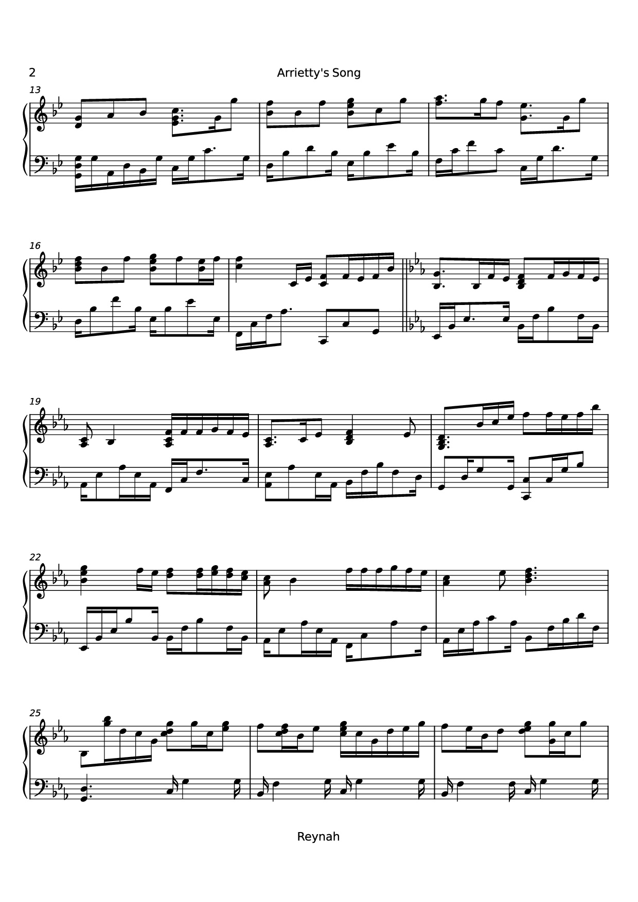 Trang 2 của Sheet nhạc PDF Piano bài hát Arrietty
