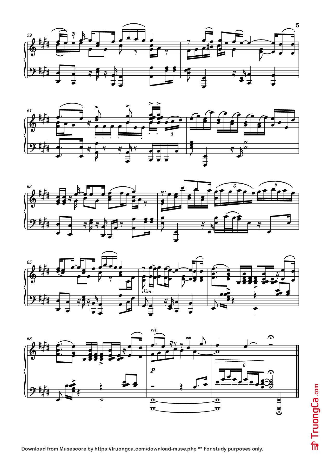 Trang 5 của Sheet nhạc PDF Piano bài hát Fairouz - Kifak Enta | فيروز - كيفك إنت Piano - Ziad Rahbani | زياد الرحباني