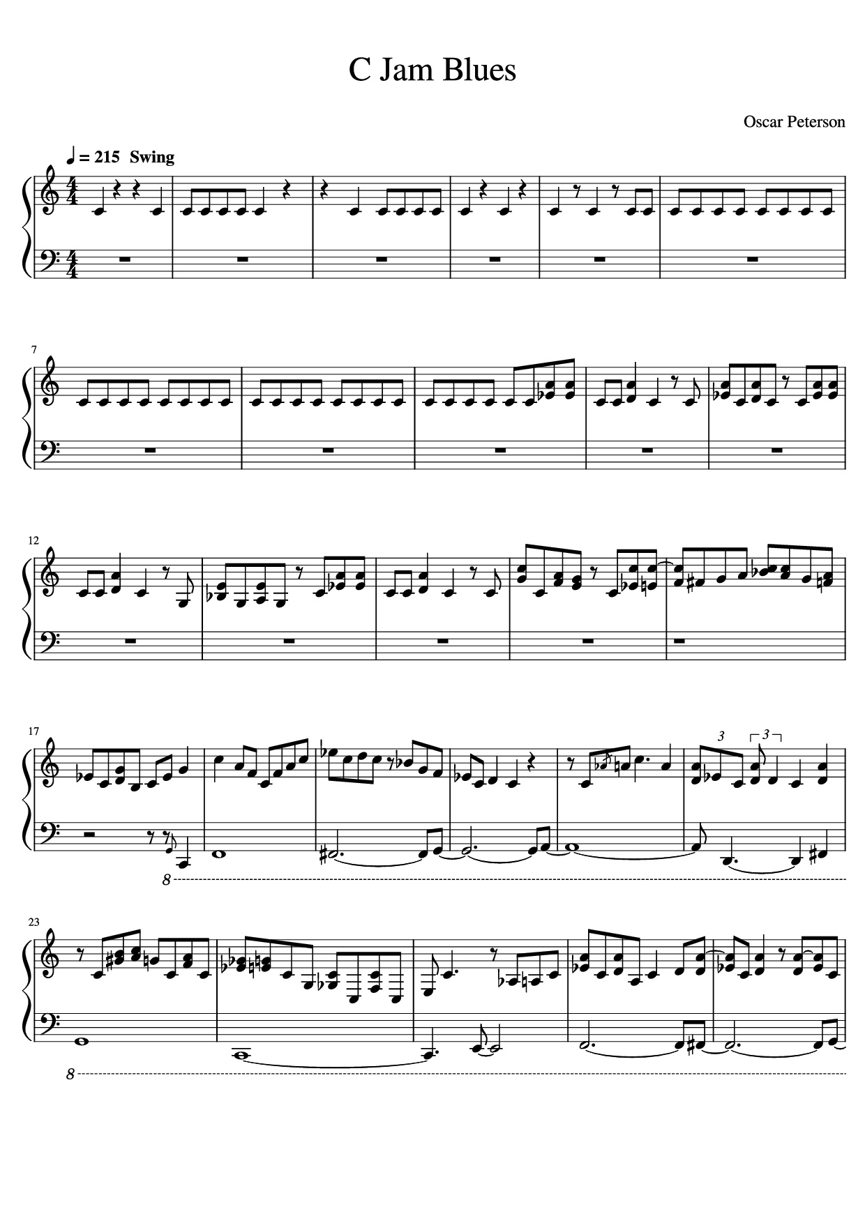 Sheet nhạc PDF bài C Jam Blues Piano
