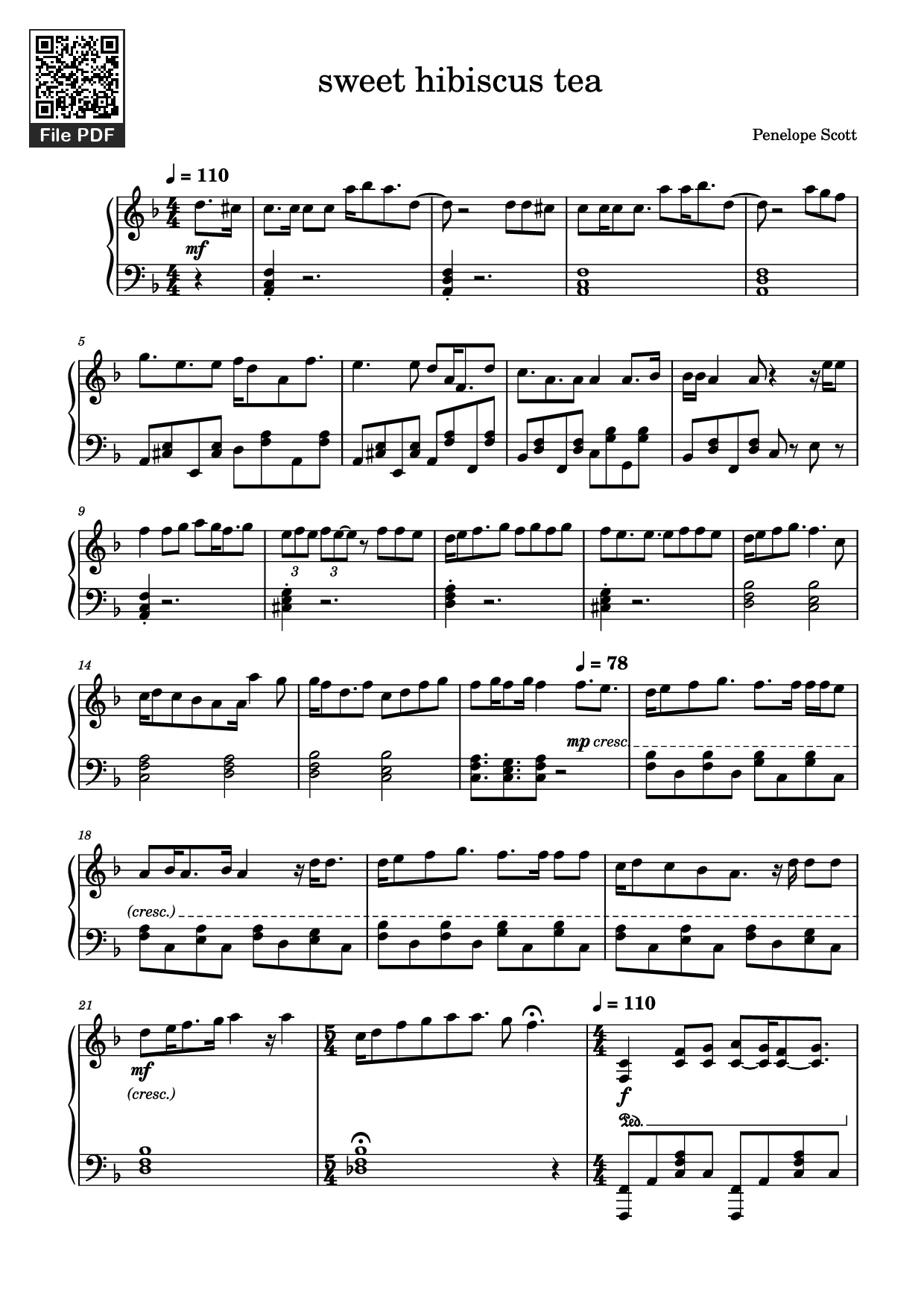 Sheet nhạc PDF bài sweet hibiscus tea Piano