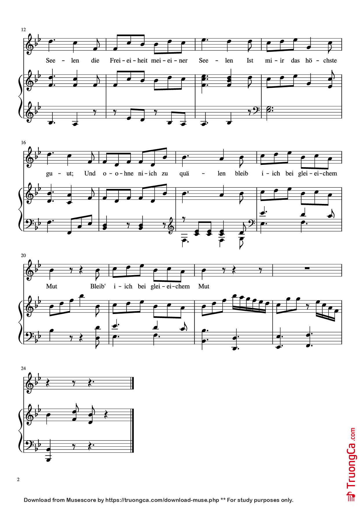 Trang 2 của Sheet nhạc PDF Piano bài hát Die LandLUst Piano - J.HAYDN (1732-1809