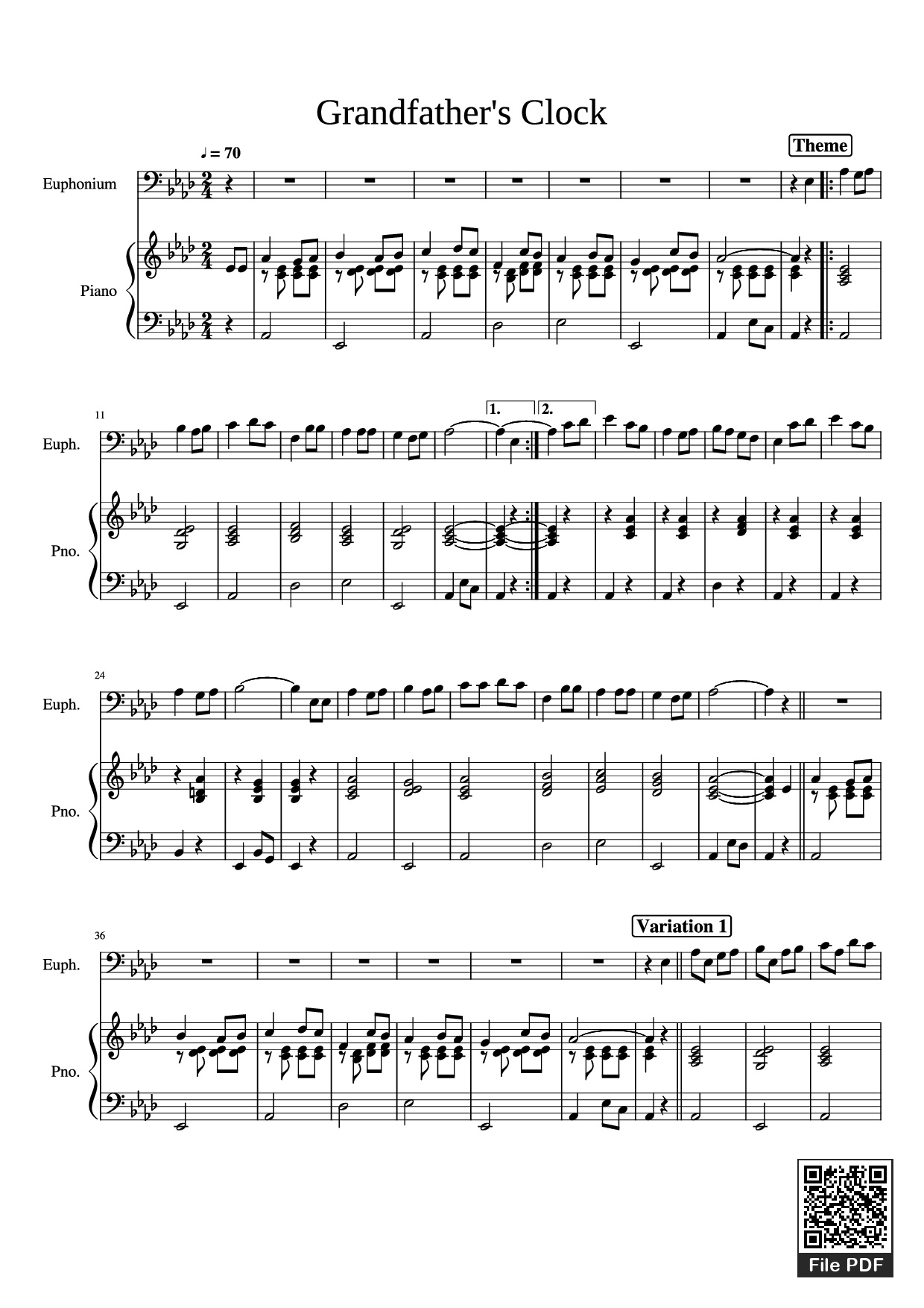 Trang 1 của Sheet nhạc PDF Piano bài hát Grandfather
