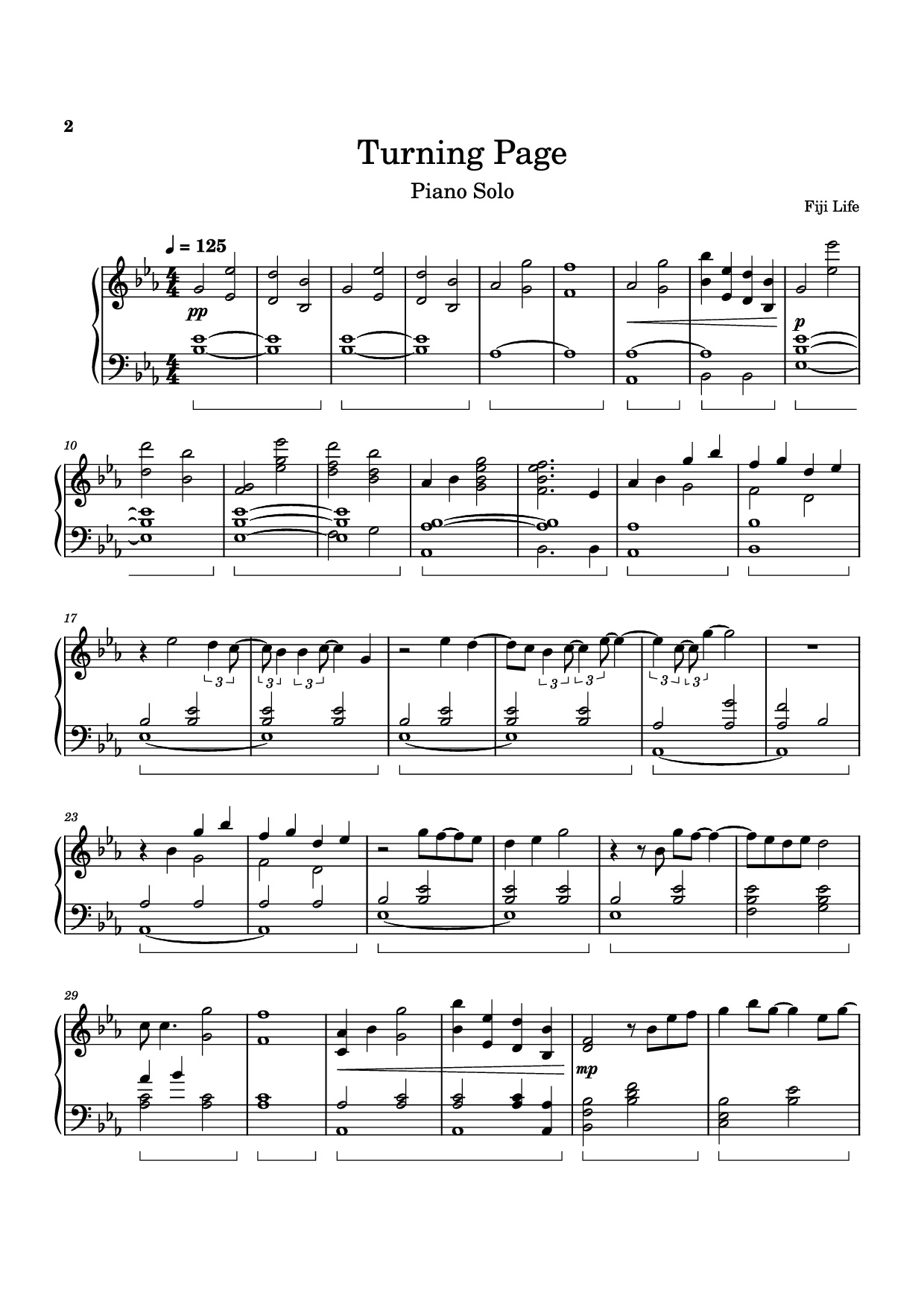 Trang 2 của Sheet nhạc PDF Piano bài hát Turning Page Piano - Fiji Life