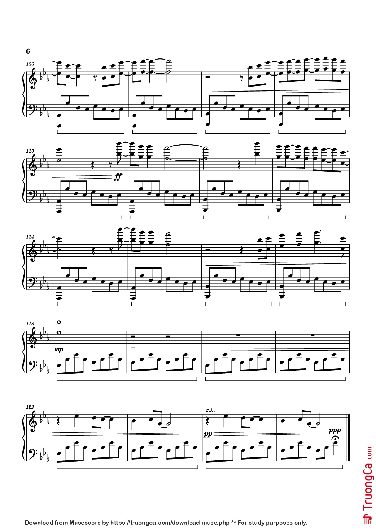 Trang 6 của Sheet nhạc PDF Piano bài hát Turning Page Piano - Fiji Life