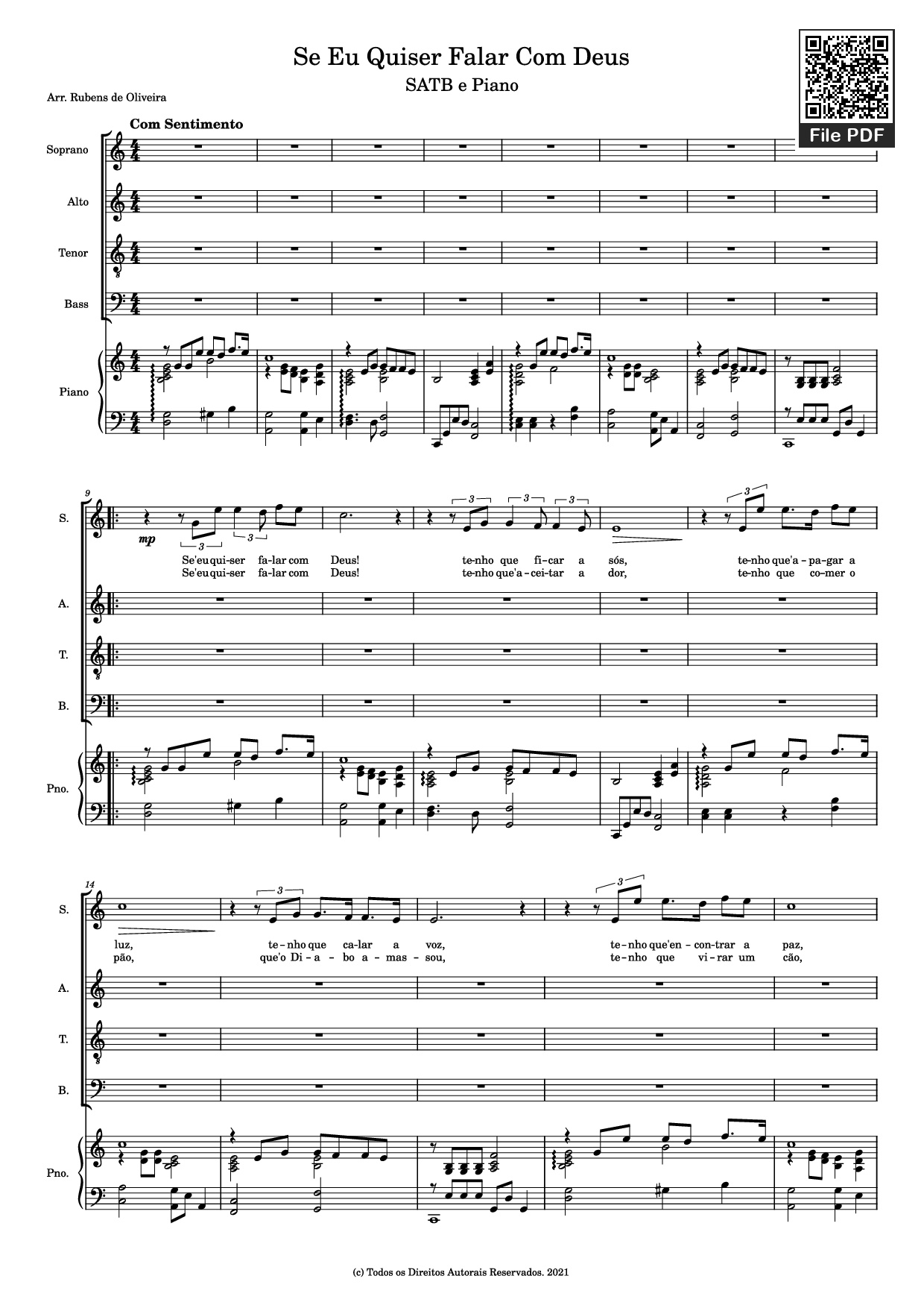 Trang 1 của Sheet nhạc PDF Piano bài hát Se Eu Quiser Falar Com Deus Piano - By. Gilberto Gil