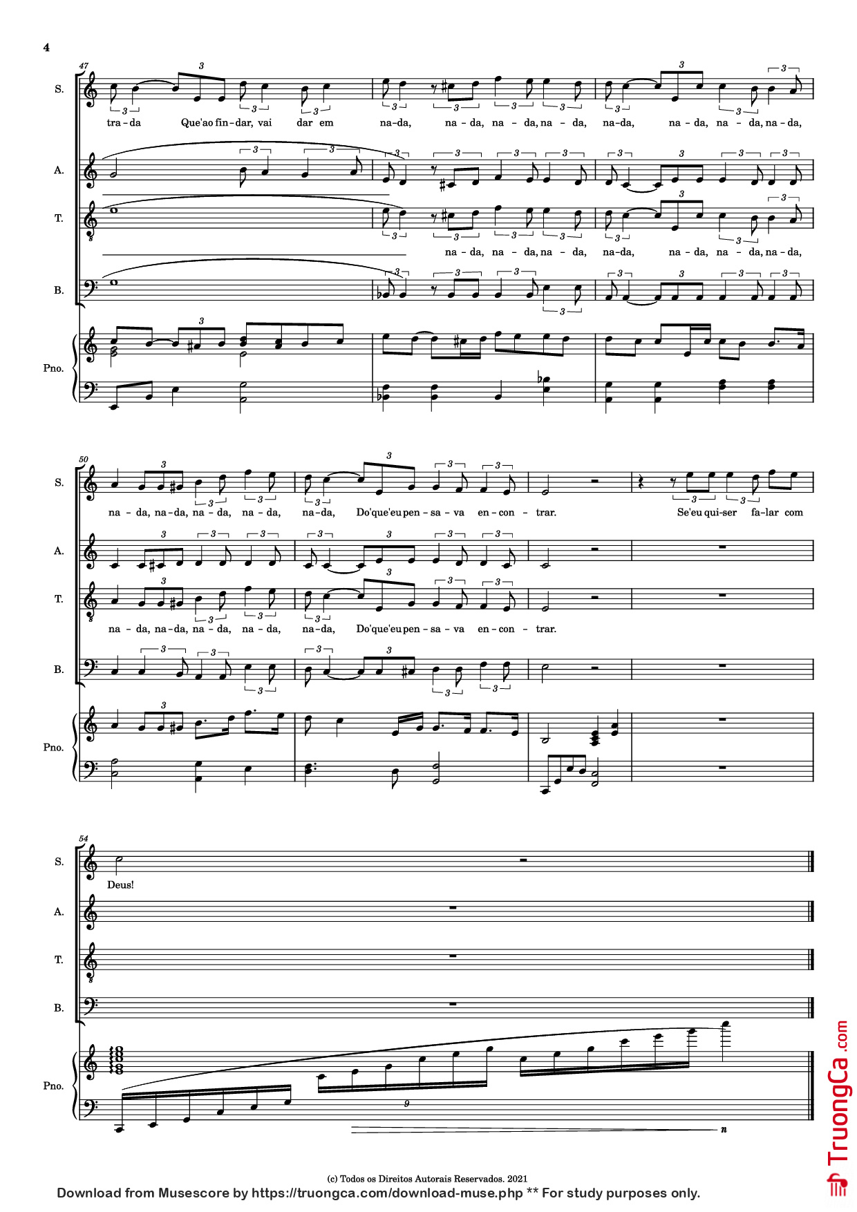 Trang 4 của Sheet nhạc PDF Piano bài hát Se Eu Quiser Falar Com Deus Piano - By. Gilberto Gil