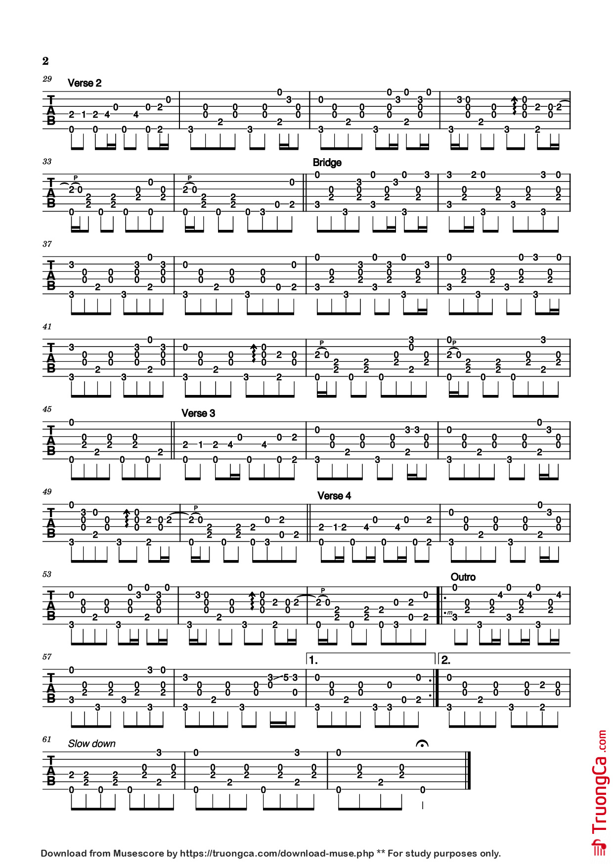 Trang 2 của Sheet nhạc PDF Guitar Tab bài hát El Cóndor Pasa (If I Could) Guitar TAB - Written by Daniel Alomía Robles