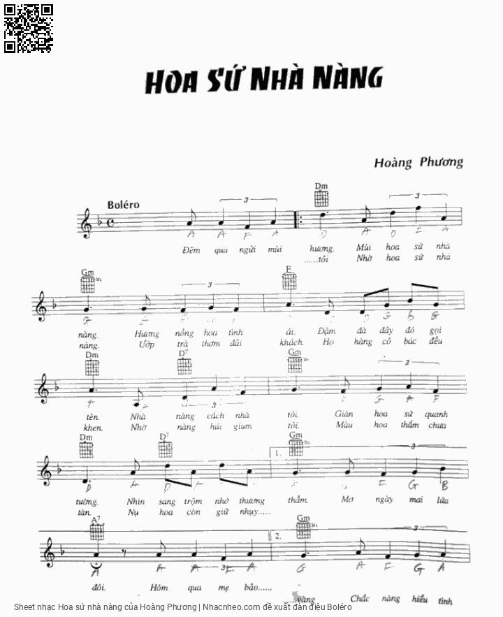 Trang 5 của Sheet nhạc PDF bài hát Hoa sứ nhà nàng - Hoàng Phương, 1. Đêm đêm ngủ mùi  hương, mùi hoa sứ nhà  nàng