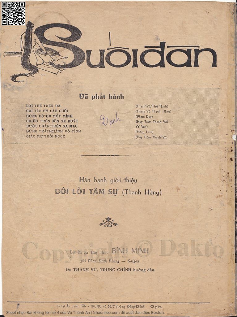 Trang 4 của Sheet nhạc PDF bài hát Bài không tên số 4 - Vũ Thành An, 1. Khóc cho  vơi đi những nhục  hình. Nói cho  quên đi những tội  tình Đời con  gái cũng cần dĩ  vãng
