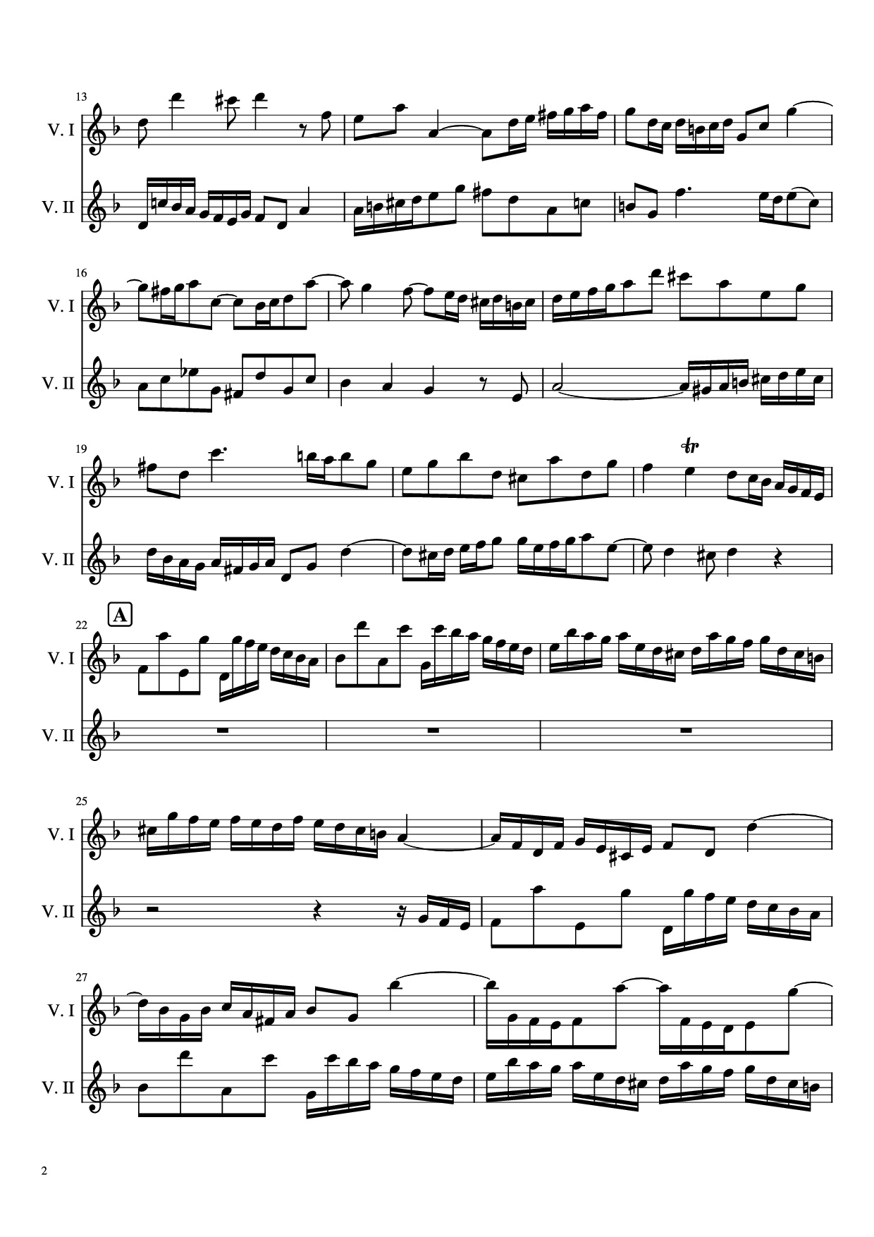 Trang 2 của Sheet nhạc PDF bài hát Concerto pour 2 violons in ré minor Violin - Jean-Sébastien Bach, BWV 1043
