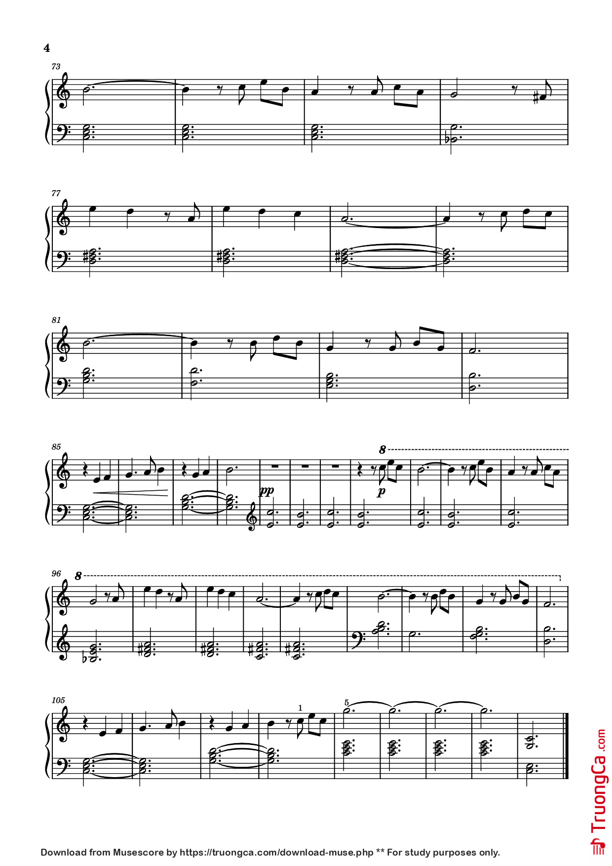 Trang 4 của Sheet nhạc PDF Piano bài hát Married Life (Theme from Up) Piano - Michael Giacchino