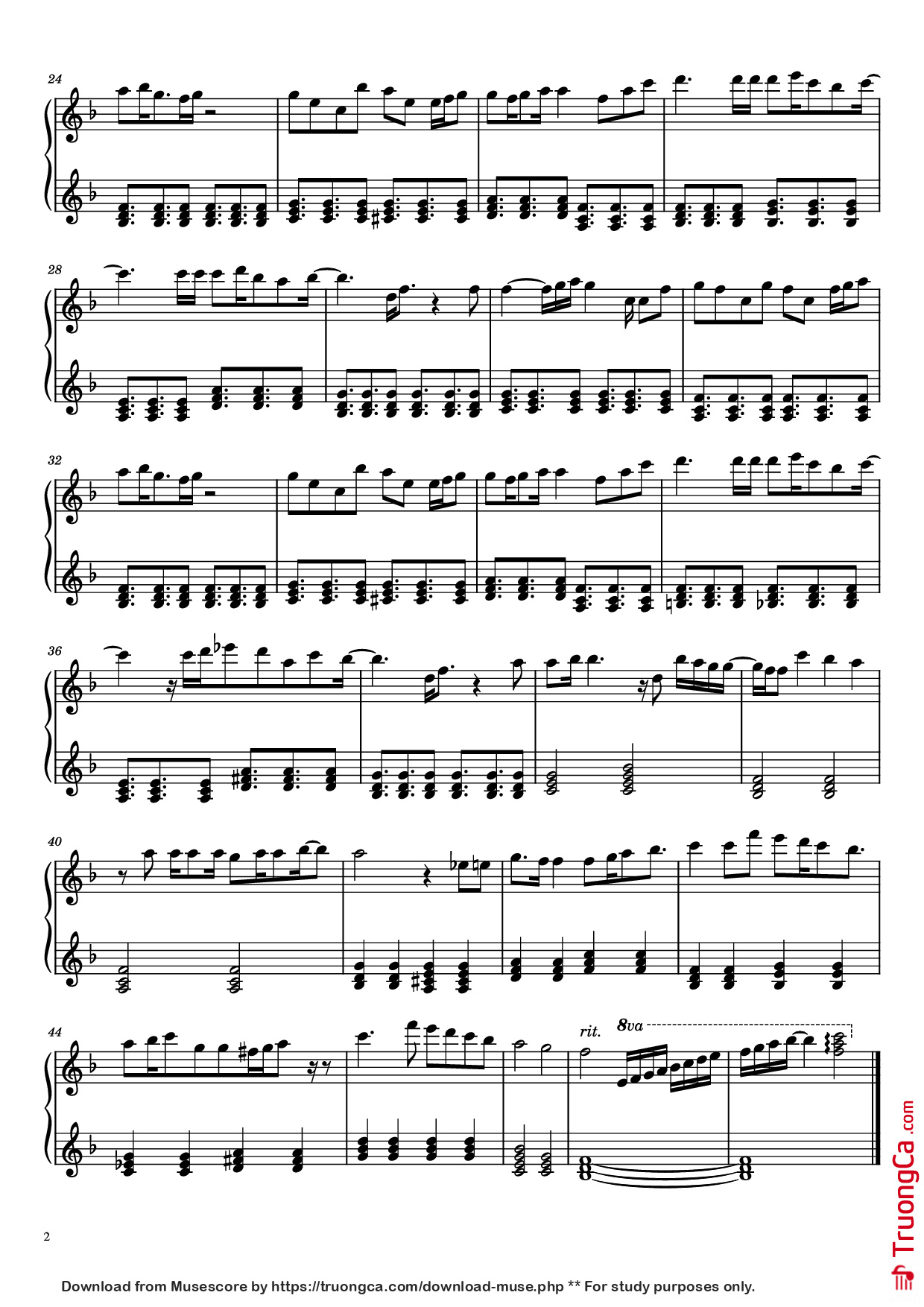 Trang 2 của Sheet nhạc PDF Piano bài hát Sakura, Reincarnation Piano - Sayaka Sasaki