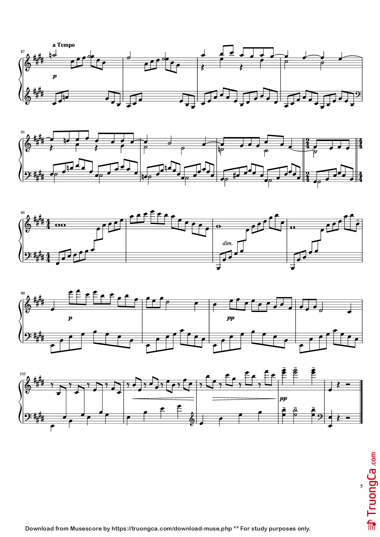 Trang 5 của Sheet nhạc PDF Piano bài hát Première Arabesque Piano - Claude Debussy