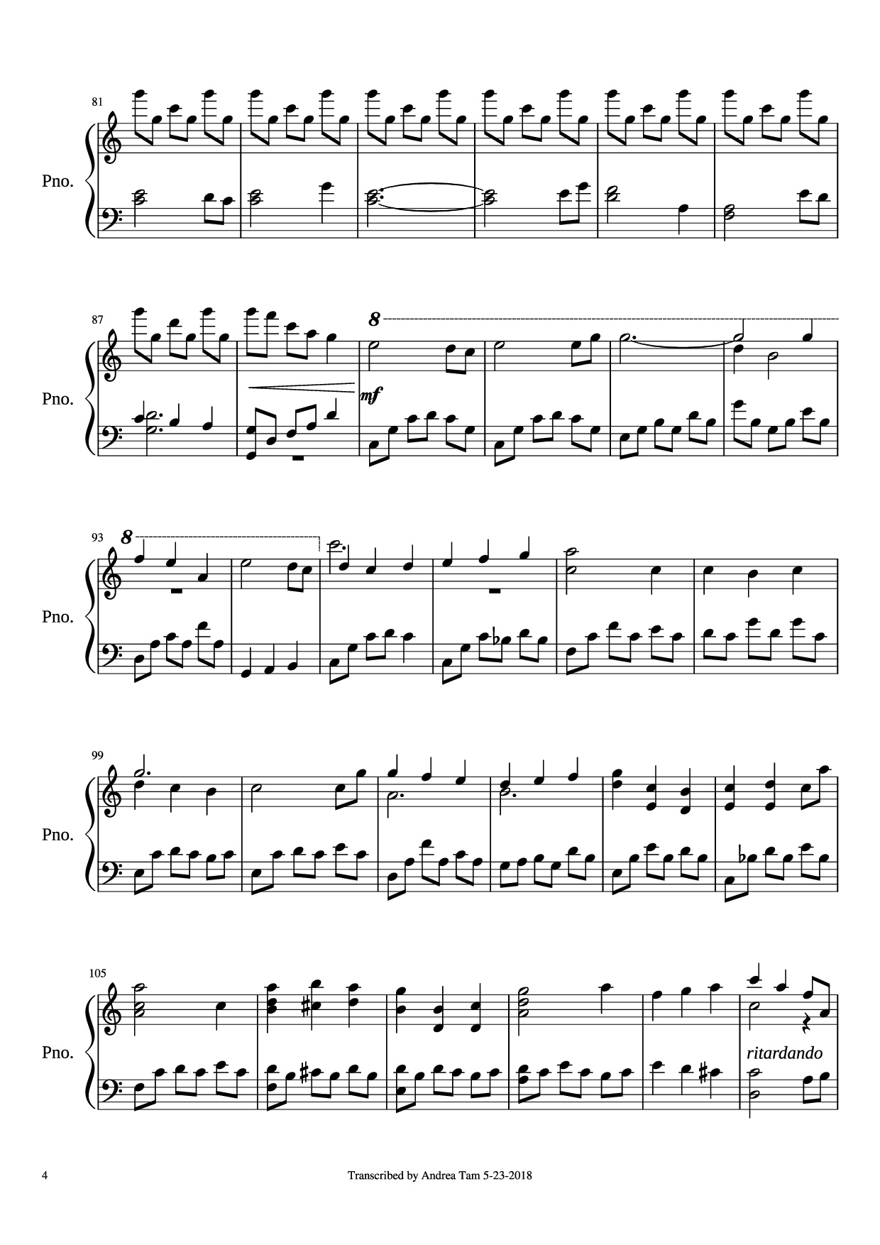 Trang 4 của Sheet nhạc PDF Piano bài hát Promise of the World Piano - Composed byJoe Hisaishi Transcribed by Andrea Tam