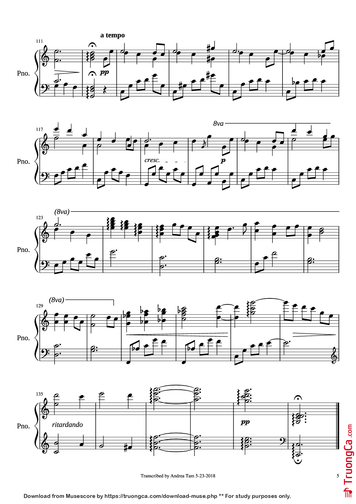 Trang 5 của Sheet nhạc PDF Piano bài hát Promise of the World Piano - Composed byJoe Hisaishi Transcribed by Andrea Tam