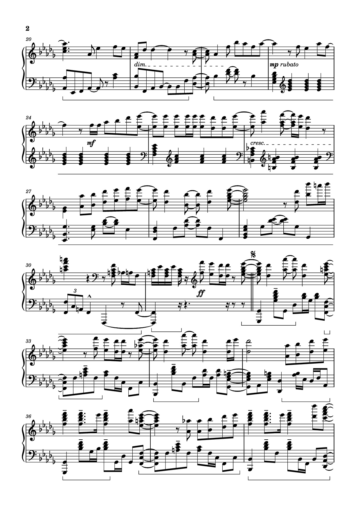 Trang 2 của Sheet nhạc PDF Piano bài hát Ao No Sumika Piano - Tatsuya Kitani
