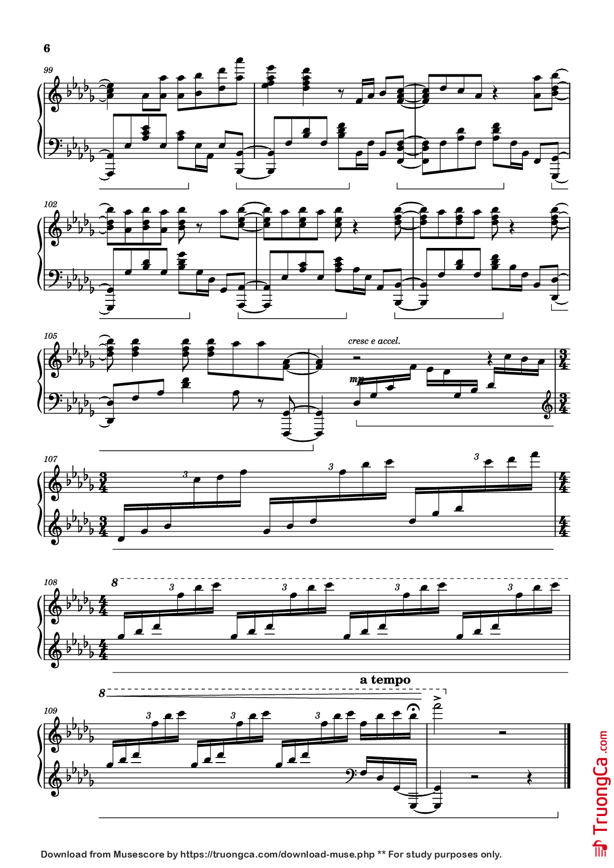 Trang 6 của Sheet nhạc PDF Piano bài hát Ao No Sumika Piano - Tatsuya Kitani