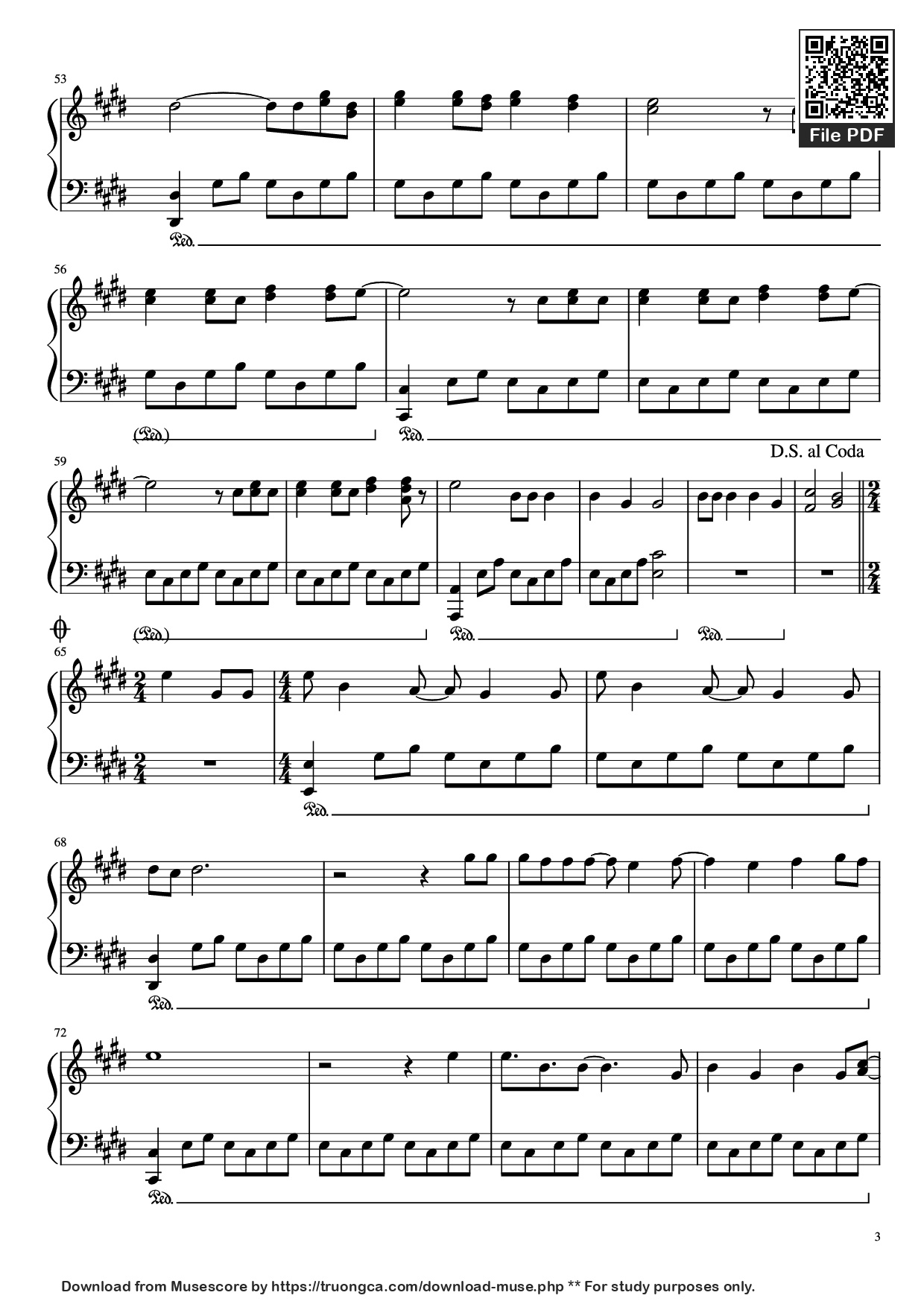 Trang 3 của Sheet nhạc PDF Piano bài hát Runaway Piano - K. West