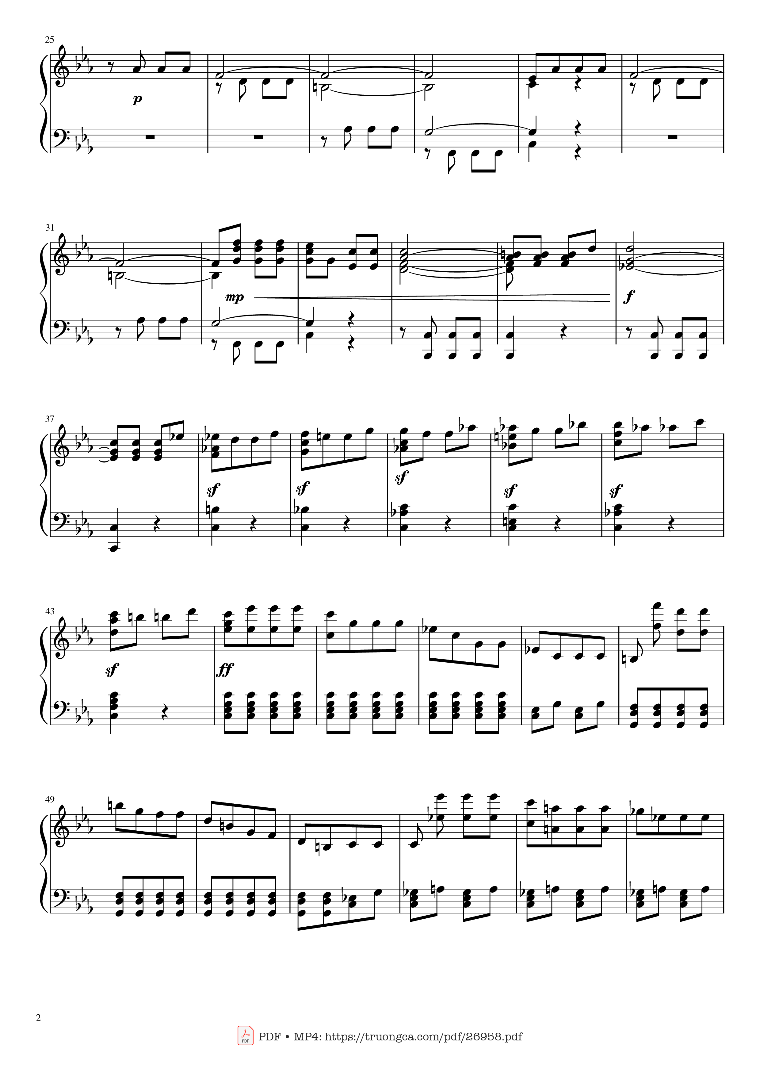 Trang 2 của Sheet nhạc PDF Piano bài hát Beethoven Symphony No. 5 Piano solo - Ludwig van Beethoven