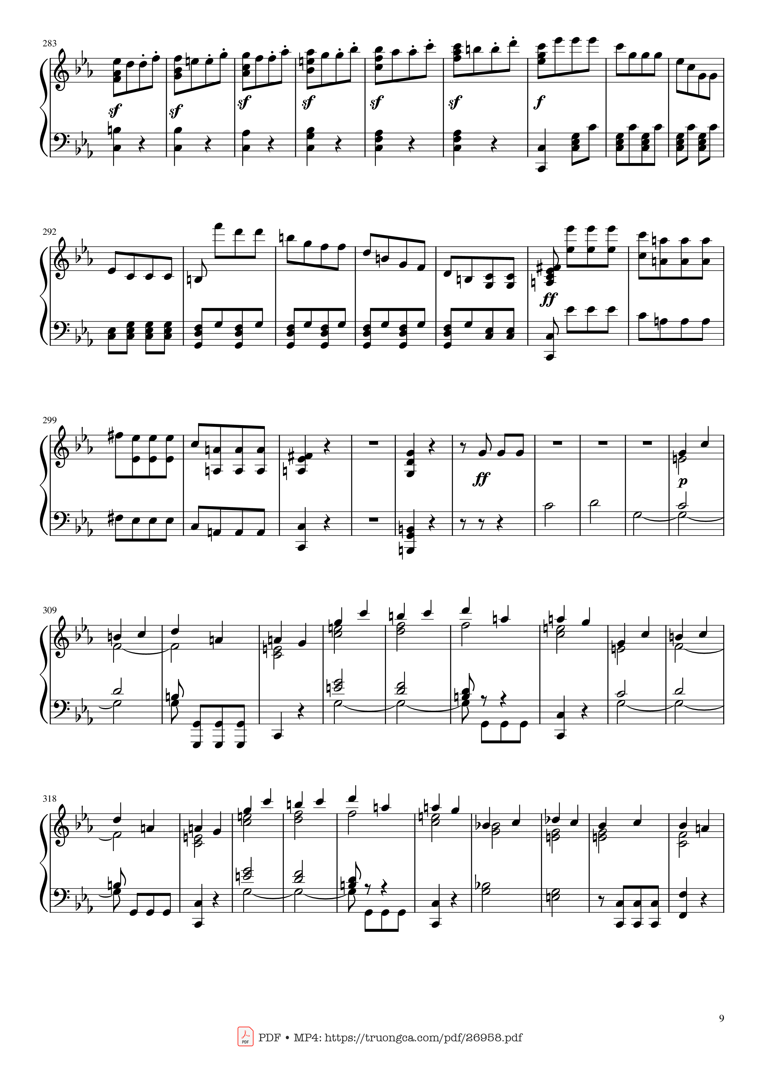 Trang 9 của Sheet nhạc PDF Piano bài hát Beethoven Symphony No. 5 Piano solo - Ludwig van Beethoven