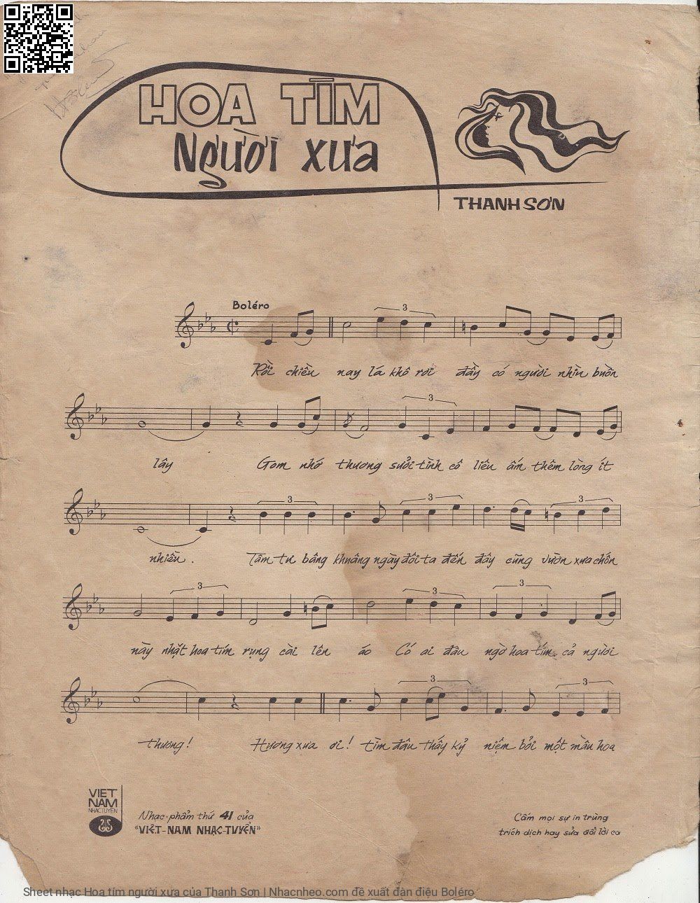 Trang 2 của Sheet nhạc PDF bài hát Hoa tím người xưa - Thanh Sơn, 1. Rồi chiều  nay lá khô rơi  đầy có người nhìn buồn  lây