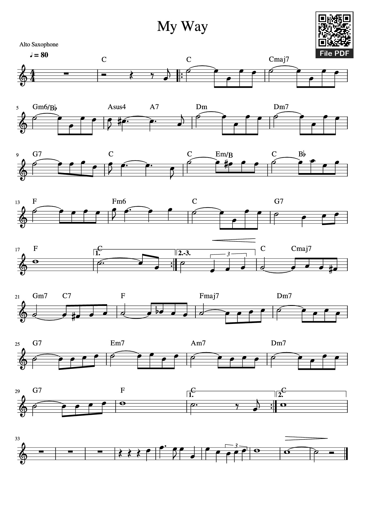 Sheet nhạc PDF bài My Way - Frank Sinatra