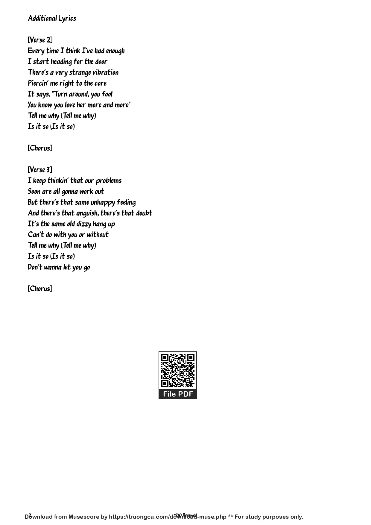 Trang 2 của Sheet nhạc PDF Piano bài hát Never Can Say Goodbye Piano - Clifton Davis