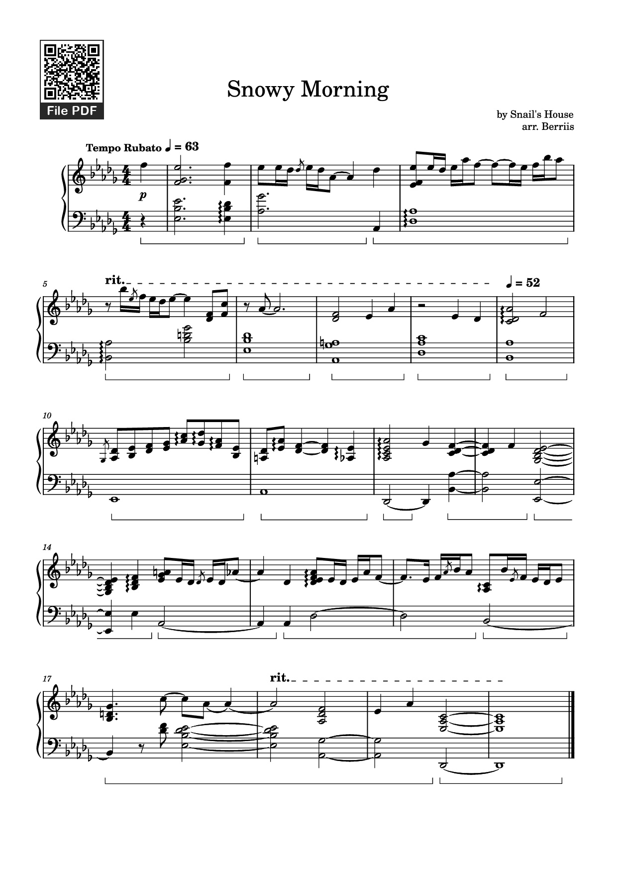Sheet nhạc PDF bài Snowy Morning Piano