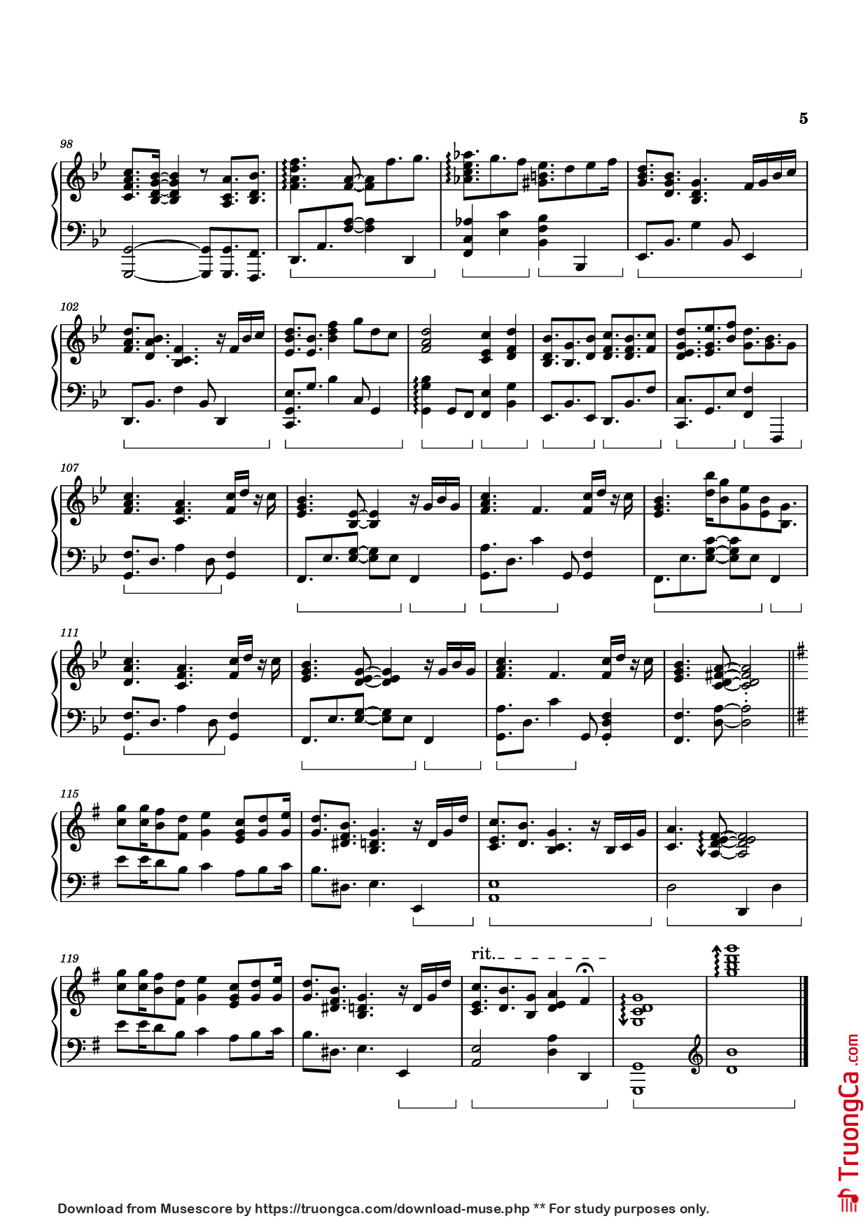 Trang 5 của Sheet nhạc PDF Piano bài hát Dandelion Hill Piano - Izumi Hirotaka