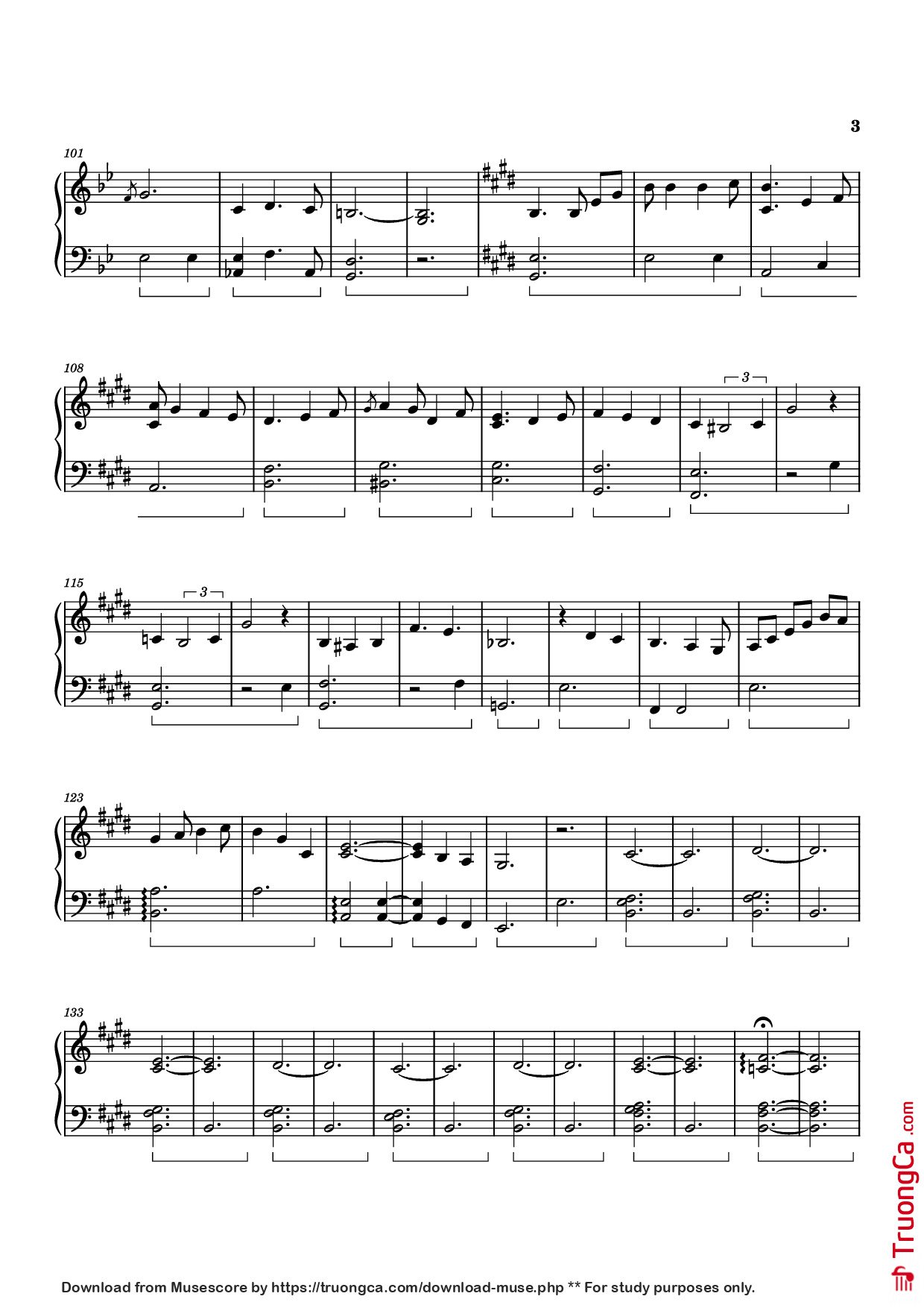 Trang 3 của Sheet nhạc PDF Piano bài hát Heidi Piano - Izumi Hirotaka