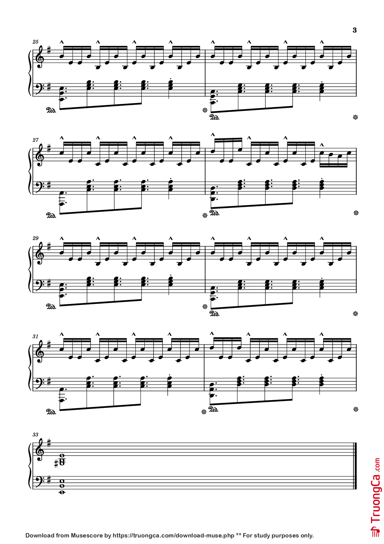 Trang 3 của Sheet nhạc PDF Piano bài hát Damned - COD: Black Ops Zombies (remix) Piano - Composed by Kevin Sherwood