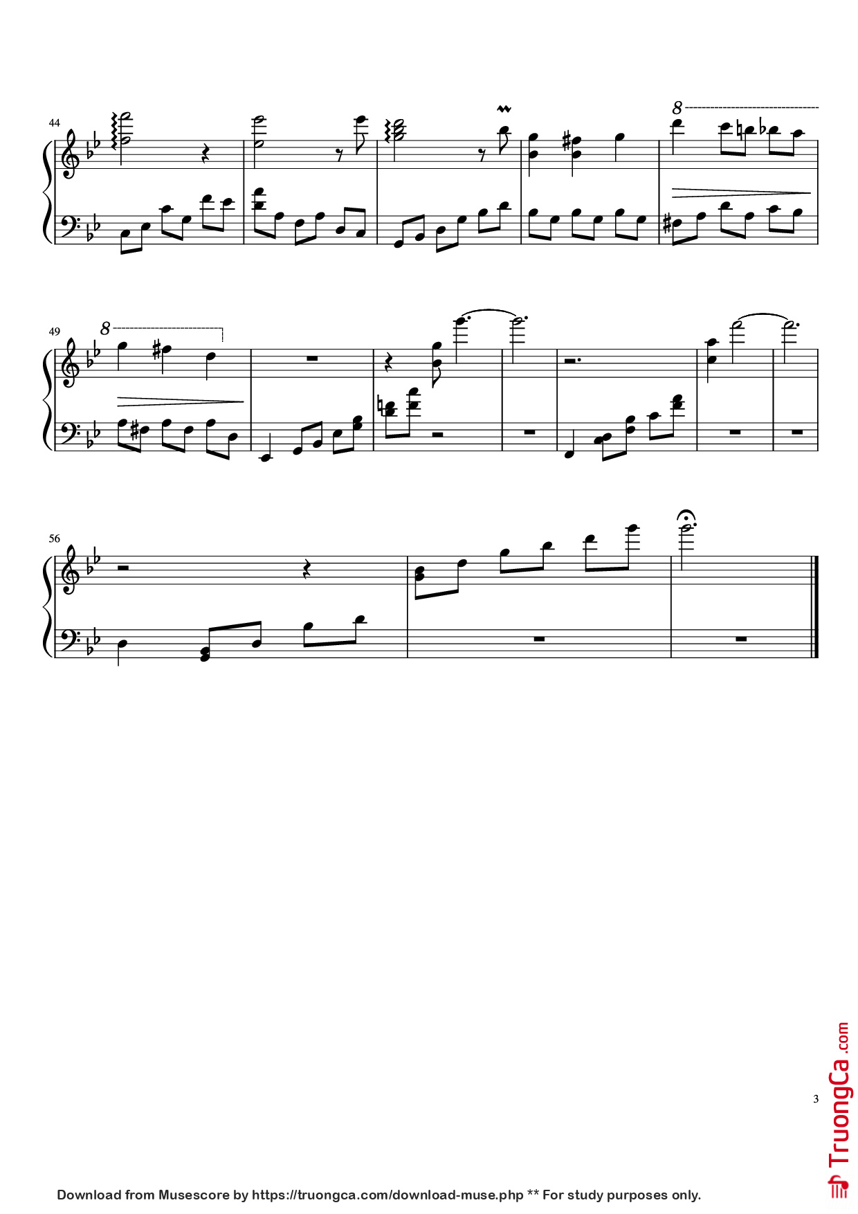 Trang 3 của Sheet nhạc PDF Piano bài hát Nocturne Piano - Bill Kiley and Justin Stander