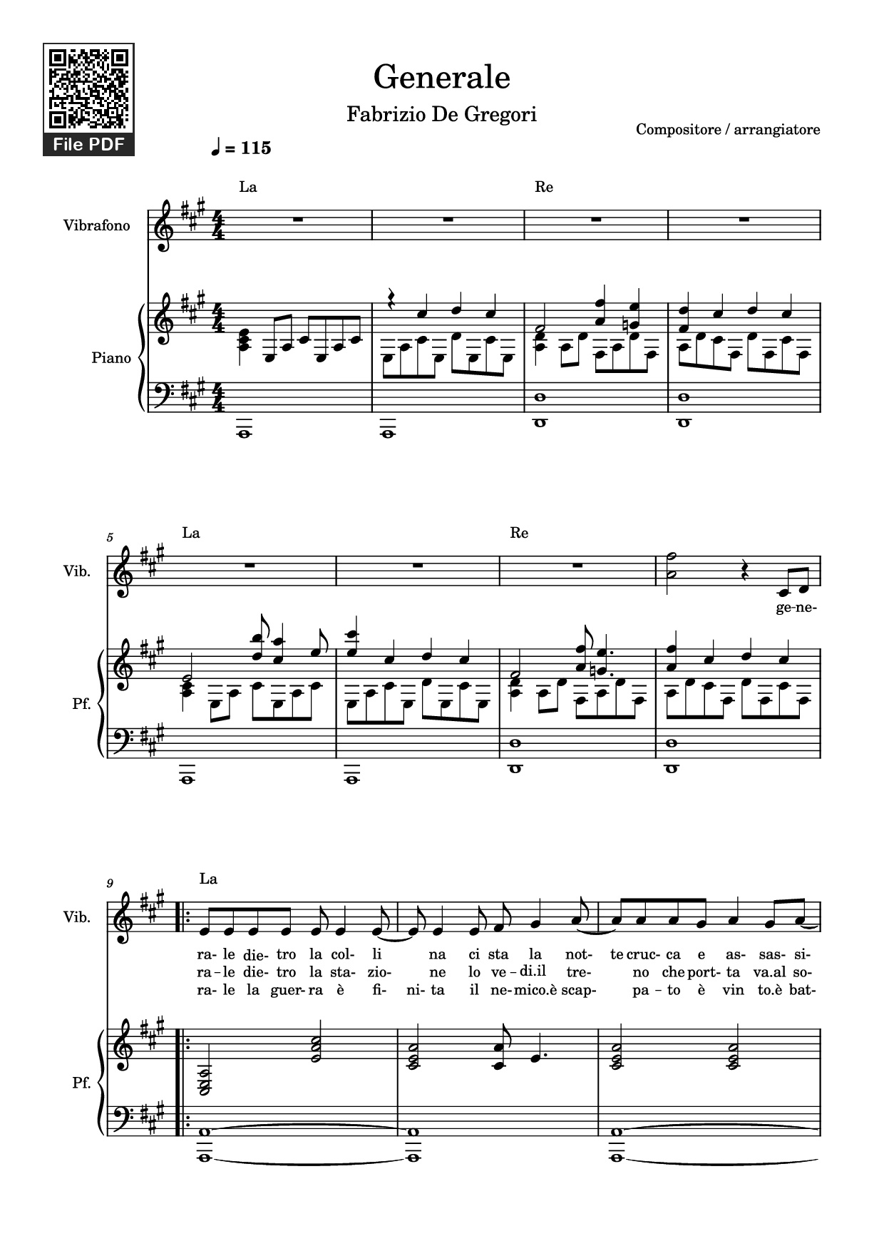 Trang 1 của Sheet nhạc PDF Piano bài hát Generale Piano - Compositore / arrangiatore