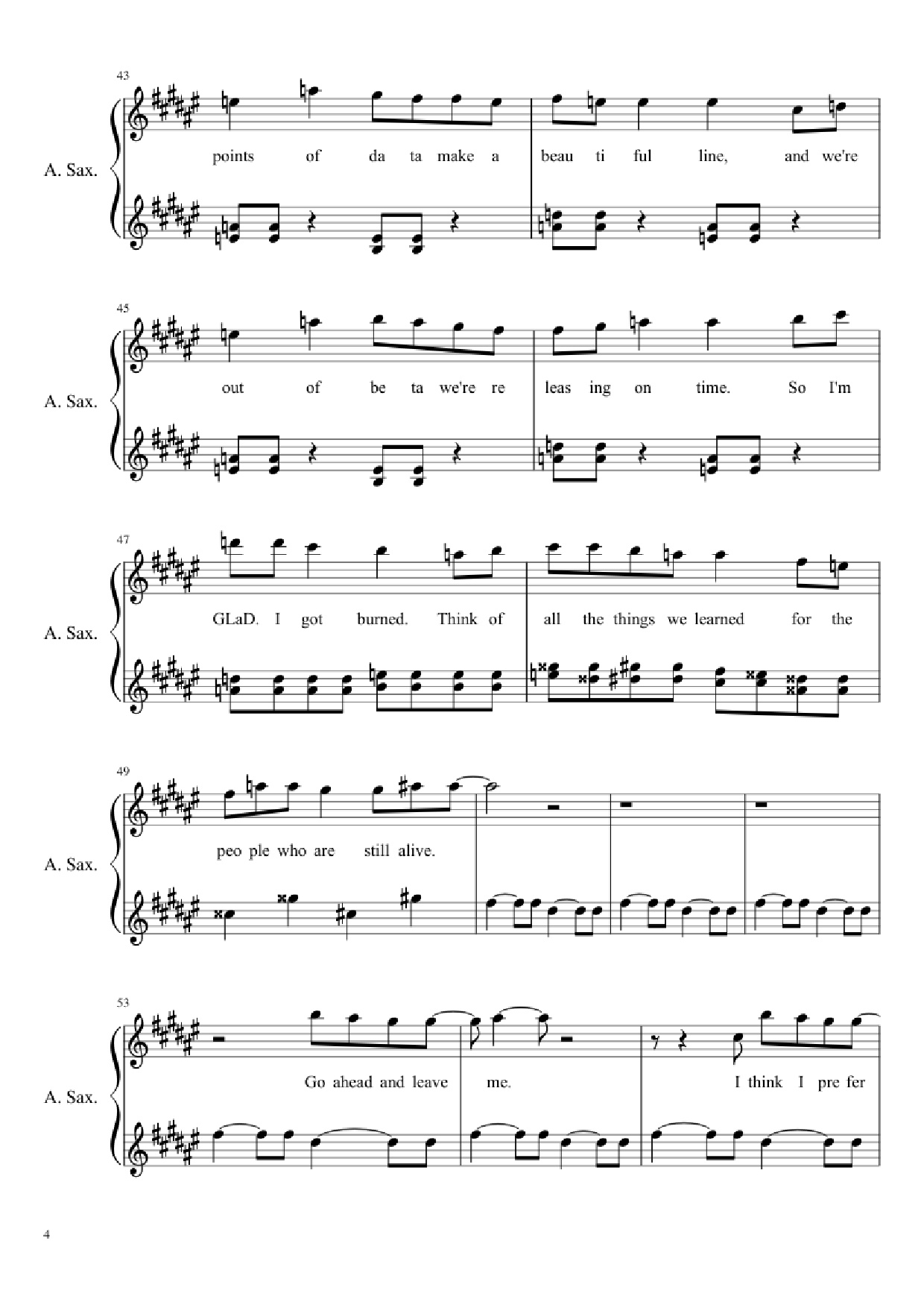 Trang 4 của Sheet nhạc PDF bài hát Still Alive (Portal Theme) - Idiut frum Ginger And Idiut