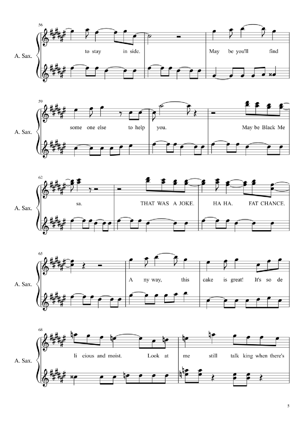 Trang 5 của Sheet nhạc PDF bài hát Still Alive (Portal Theme) - Idiut frum Ginger And Idiut