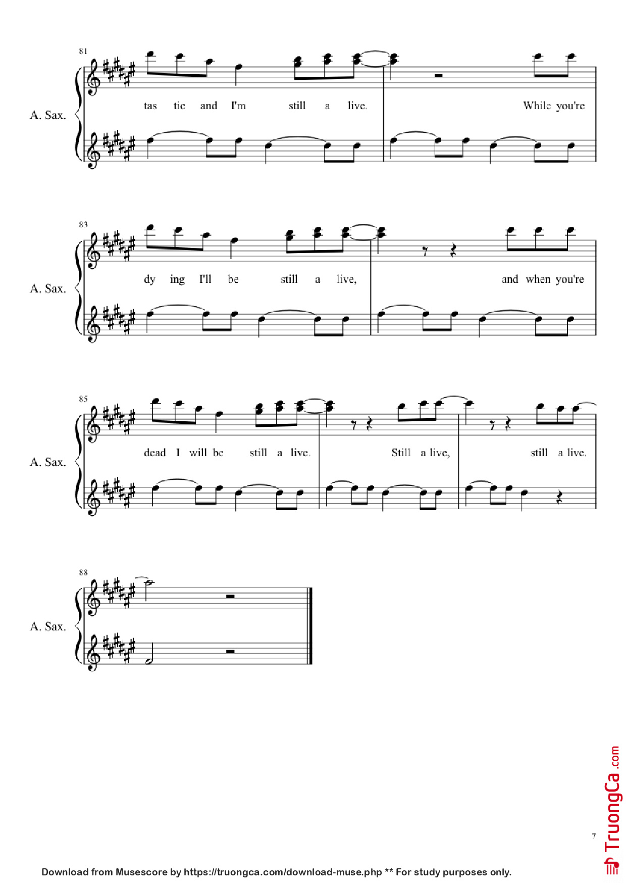 Trang 7 của Sheet nhạc PDF bài hát Still Alive (Portal Theme) - Idiut frum Ginger And Idiut