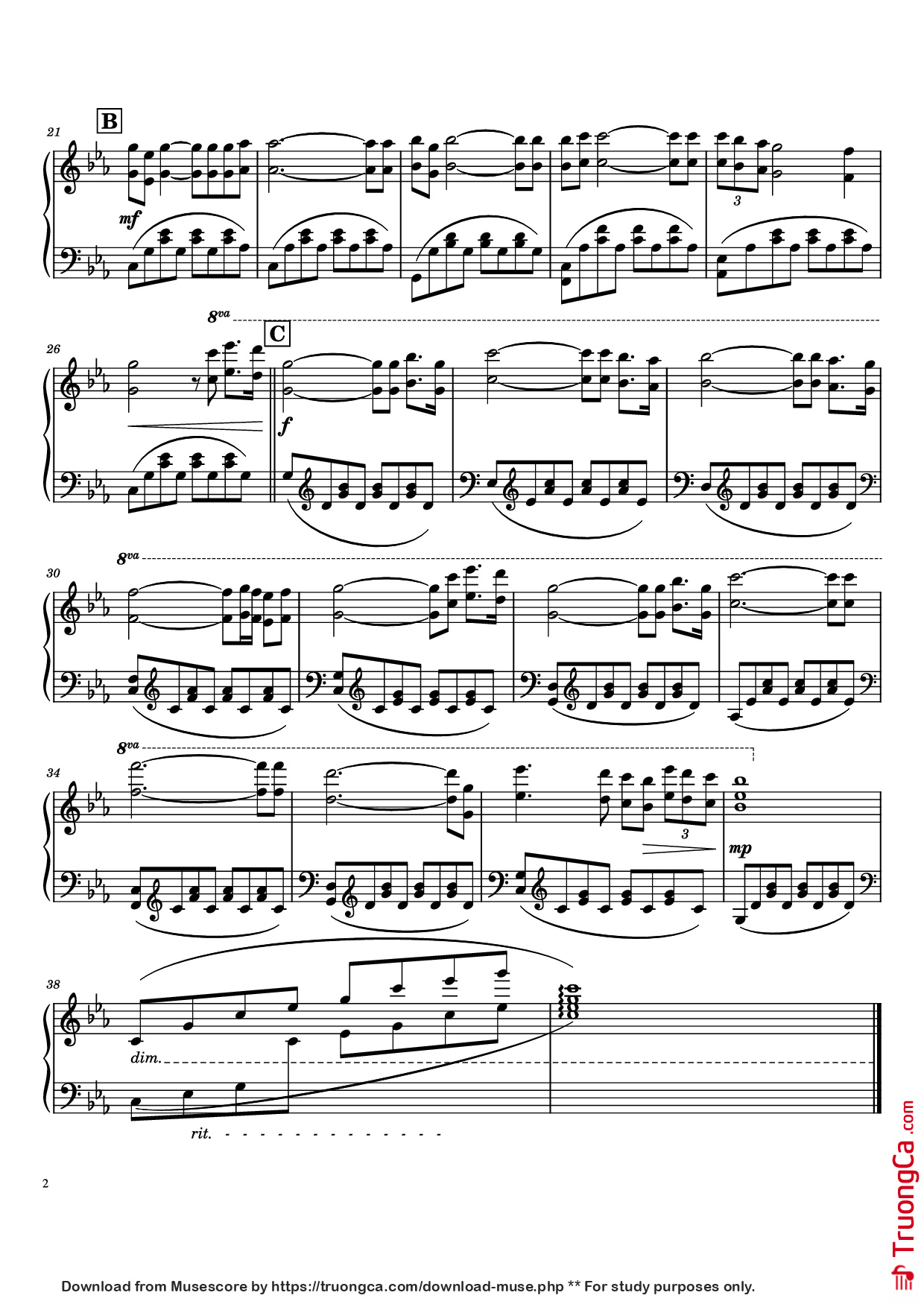 Trang 2 của Sheet nhạc PDF Piano bài hát A Time For Us Piano - Played by Richard Clayderman