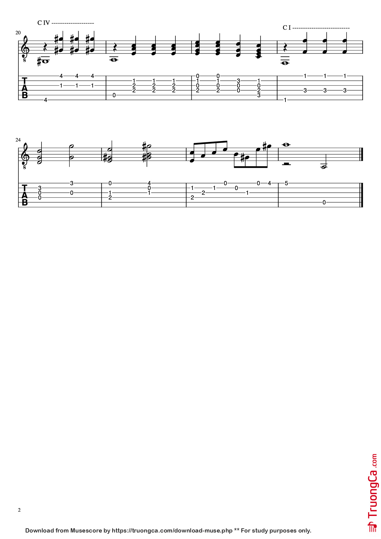 Trang 2 của Sheet nhạc PDF Guitar Tab bài hát Gravity Falls Guitar TAB - Arr. Christos Paterakis