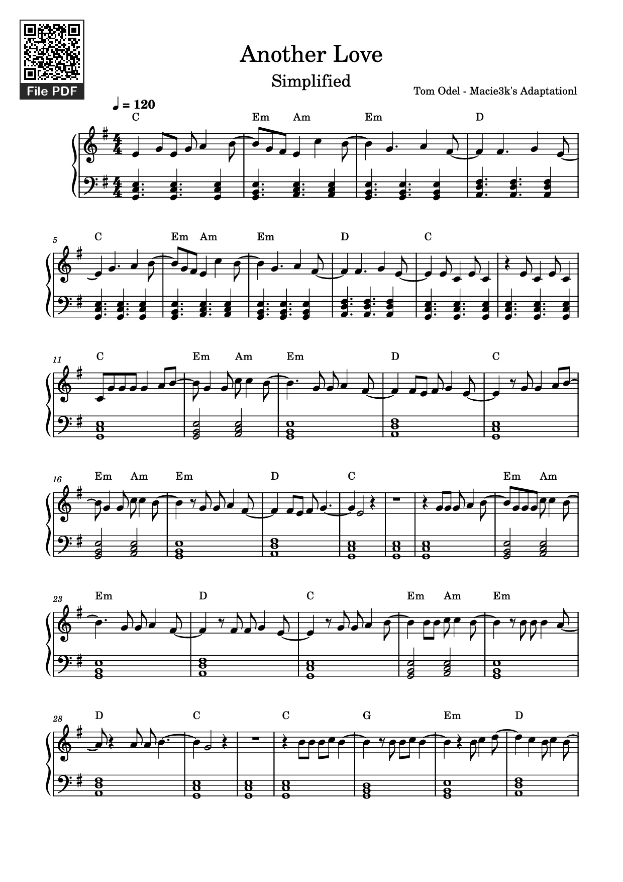 Sheet nhạc PDF bài Another Love Piano
