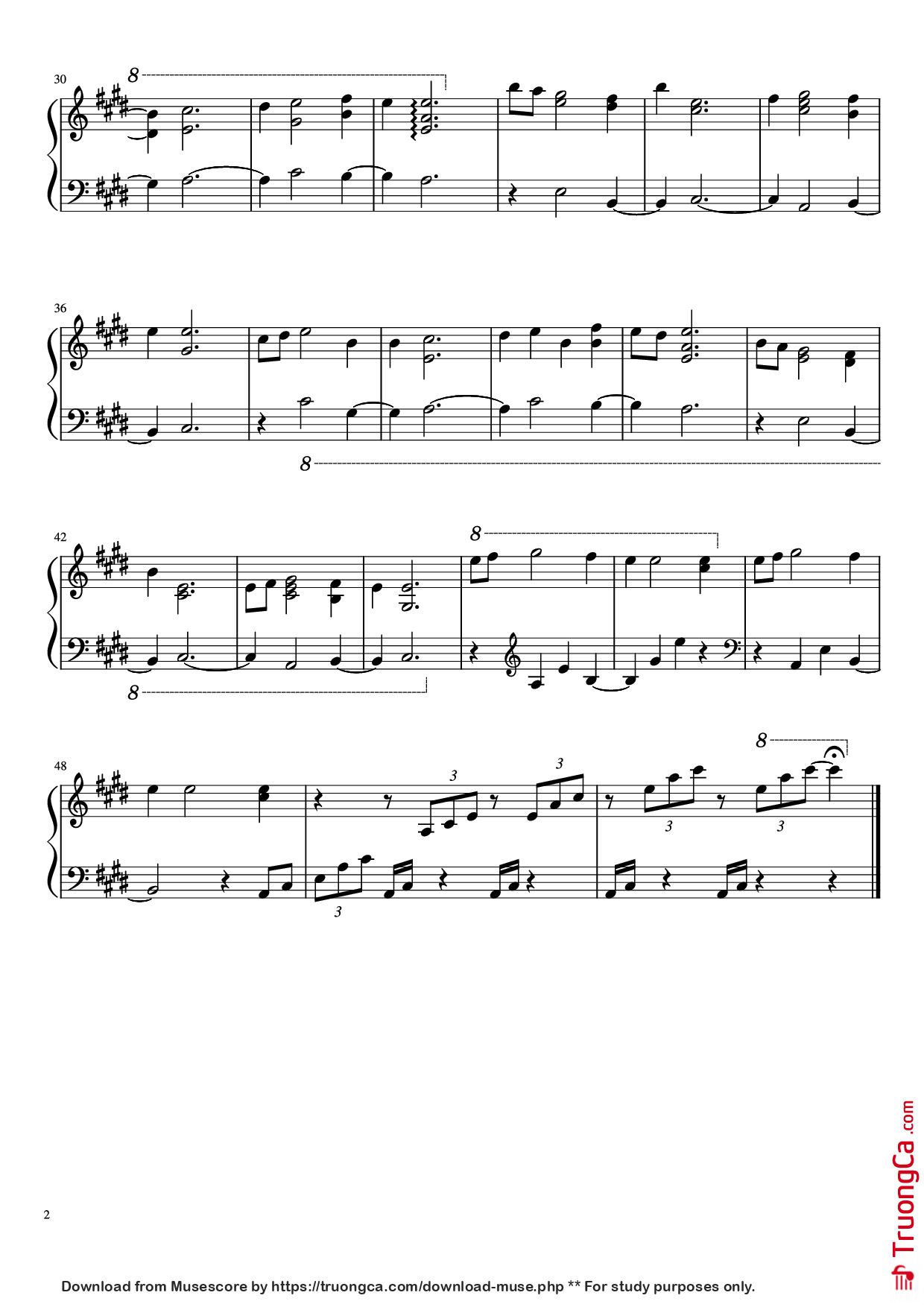 Trang 2 của Sheet nhạc PDF Piano bài hát Omoide wa Tooku no Hibi Piano - Composer Tenmon Transcribed by Chi-Sze Ooi
