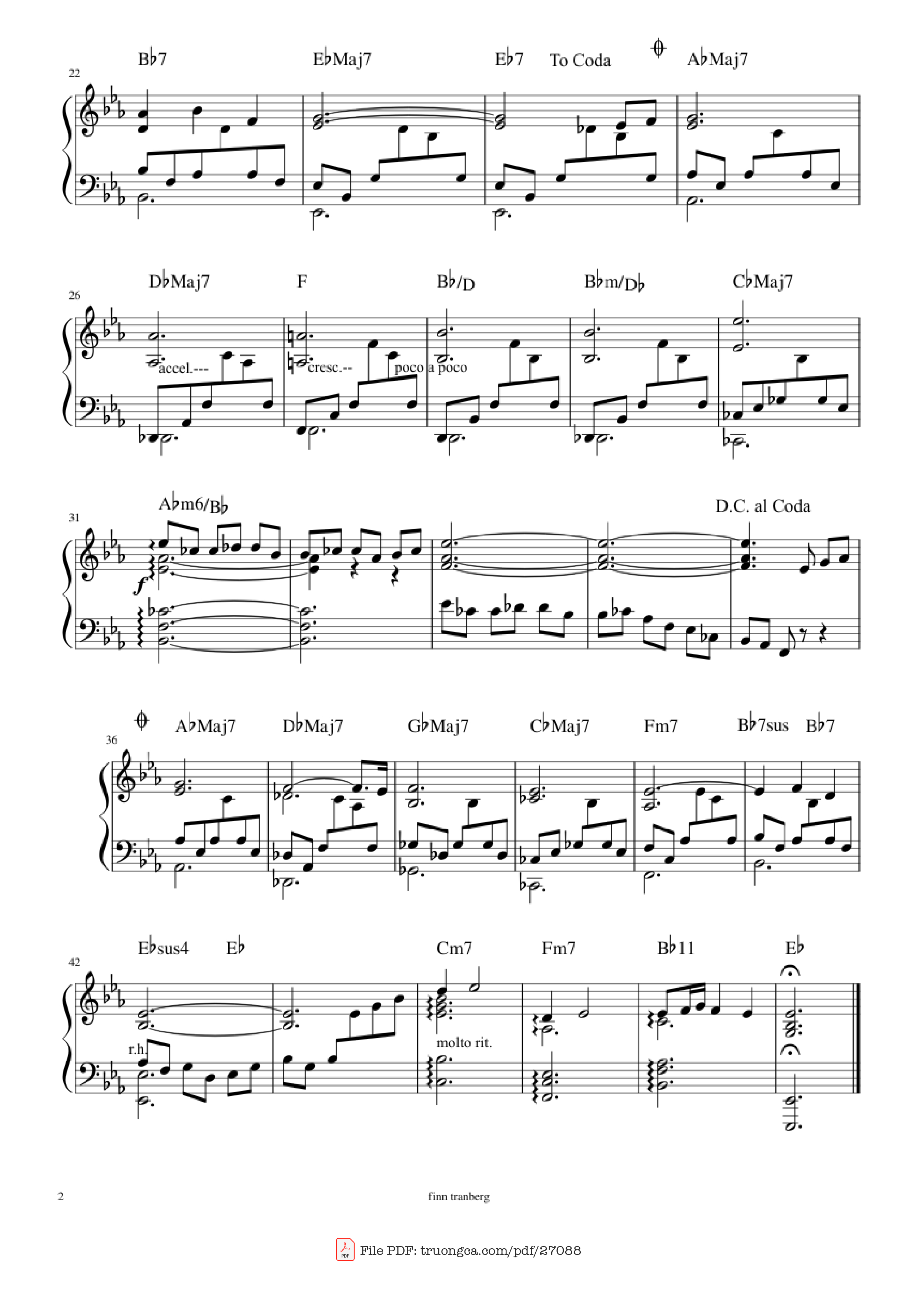 Trang 2 của Sheet nhạc PDF Piano bài hát Cavatina Piano - Stanley Meyers Arr: Finn Tranberg