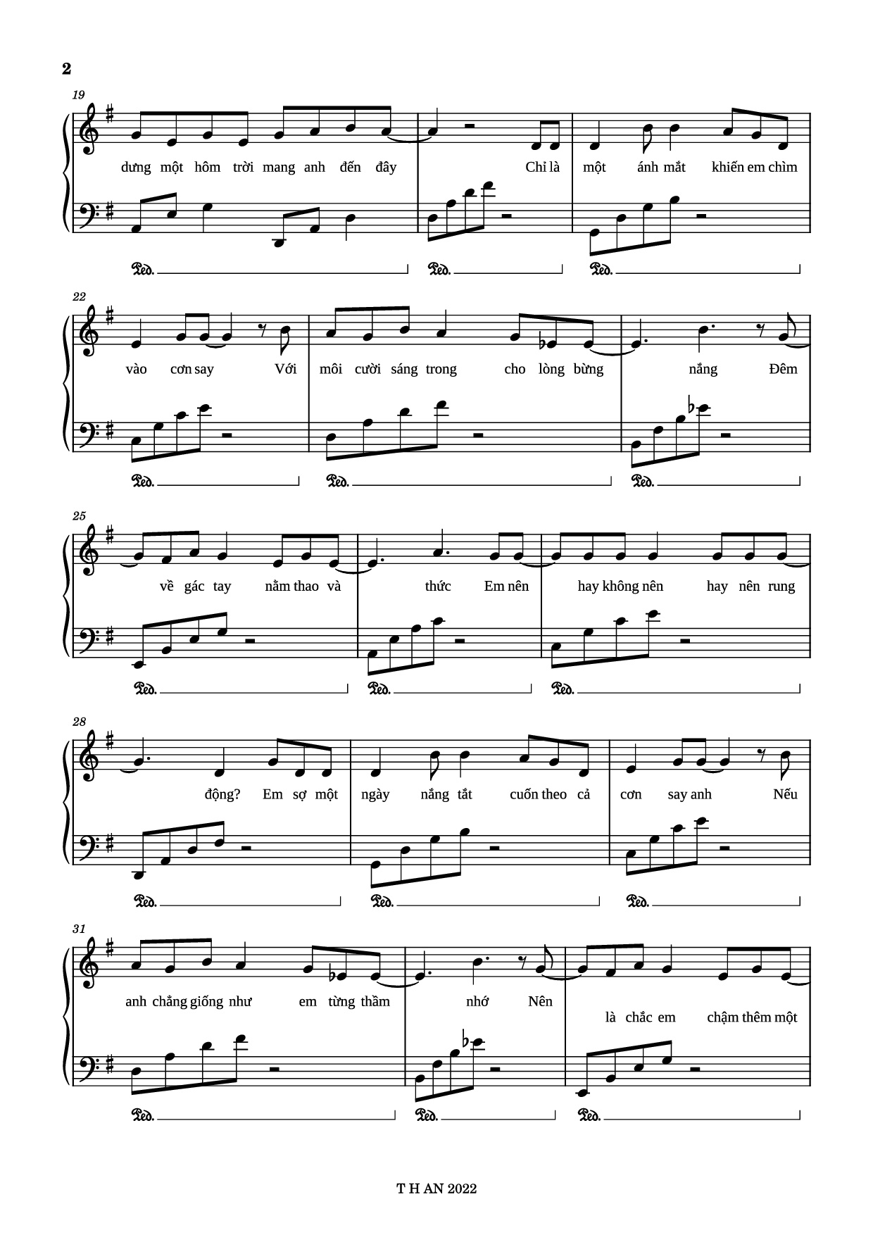 Trang 2 của Sheet nhạc PDF Piano bài hát Shay Nắnggg Piano - AMEE x OBITO x HỨA KIM TUYỀN